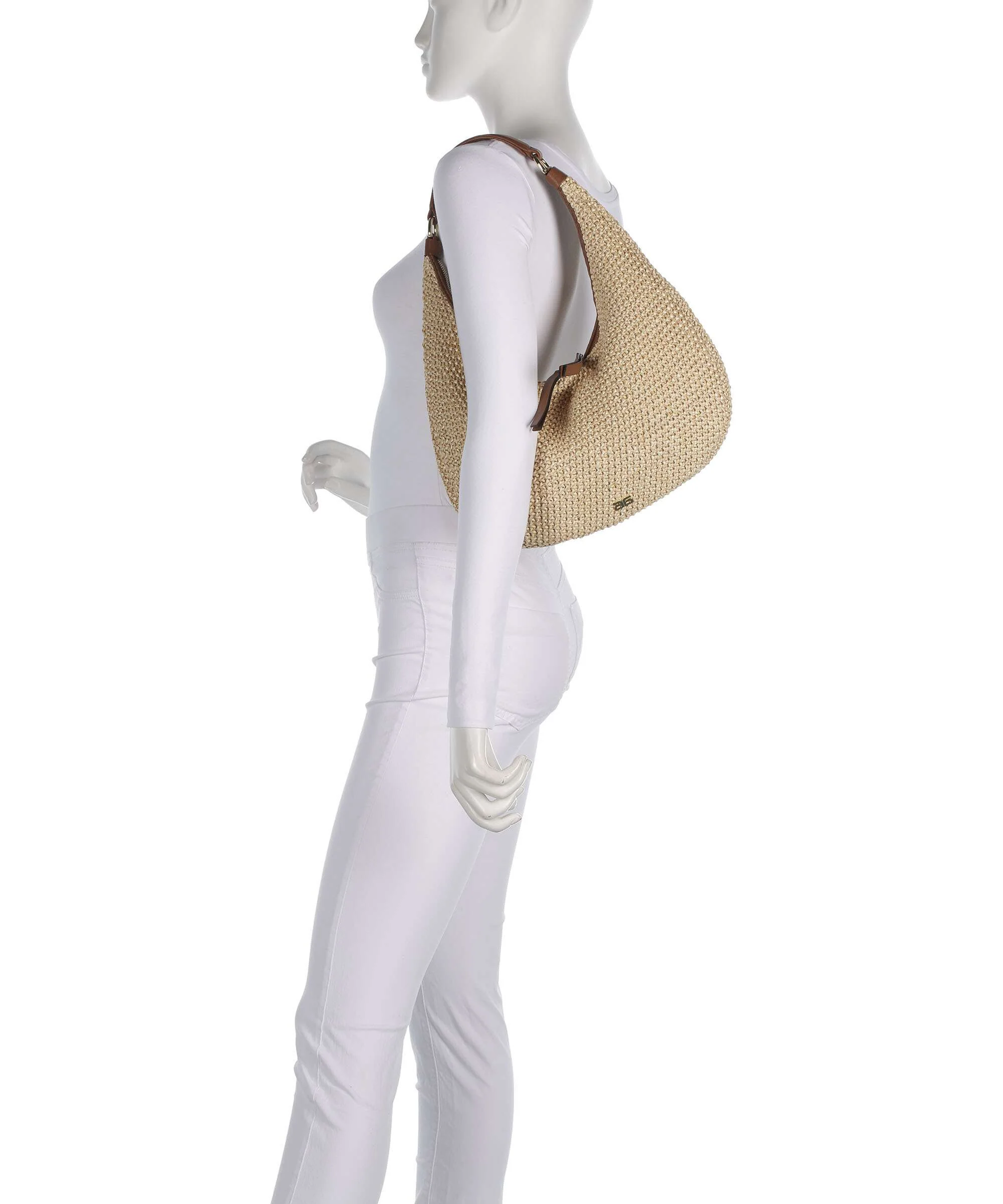 Abro Maglia Raffia Nana Small Hobo bag natural/nut - Image 3