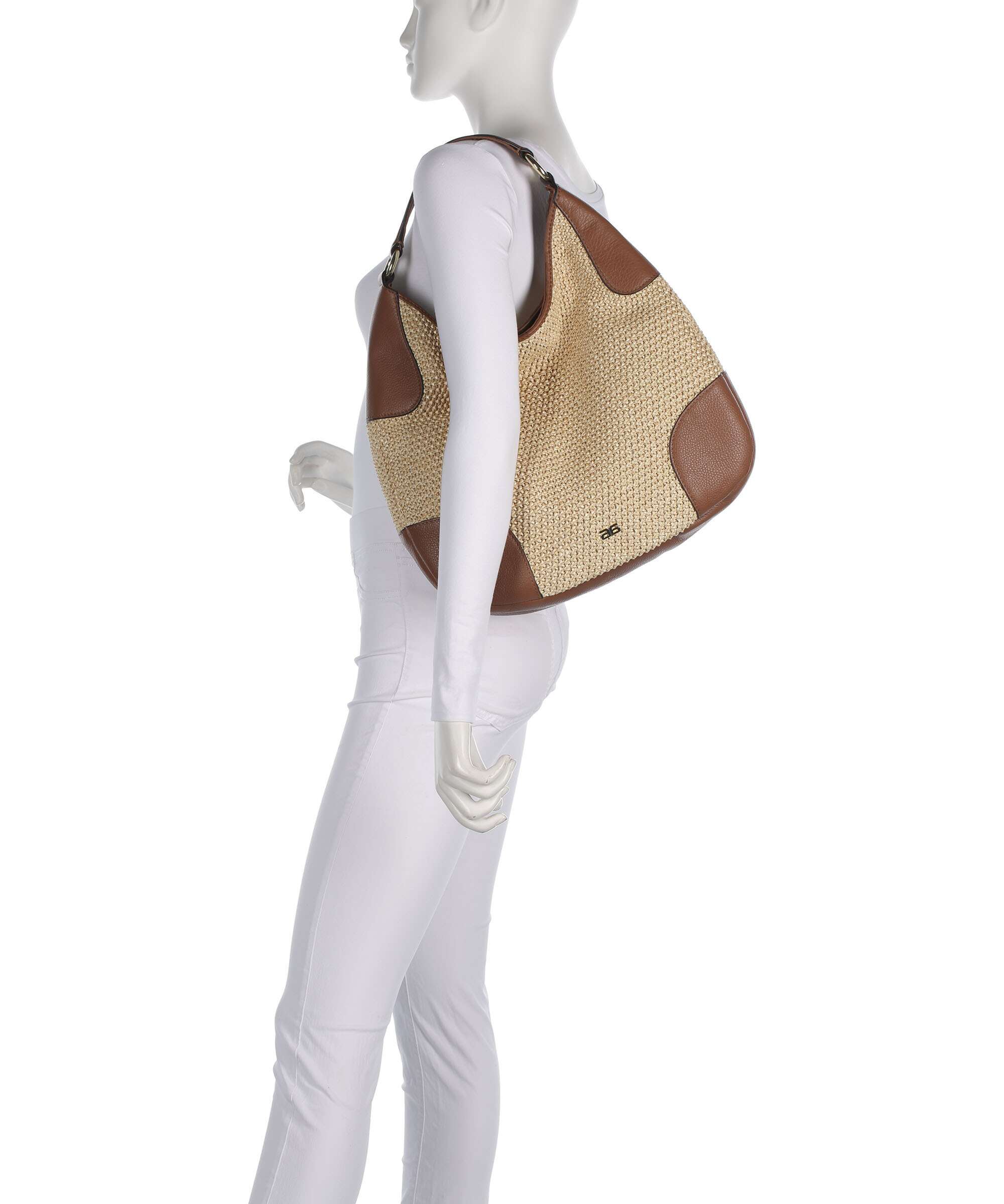 Abro Maglia Raffia Open Air Hobo bag natural/nut - Image 3