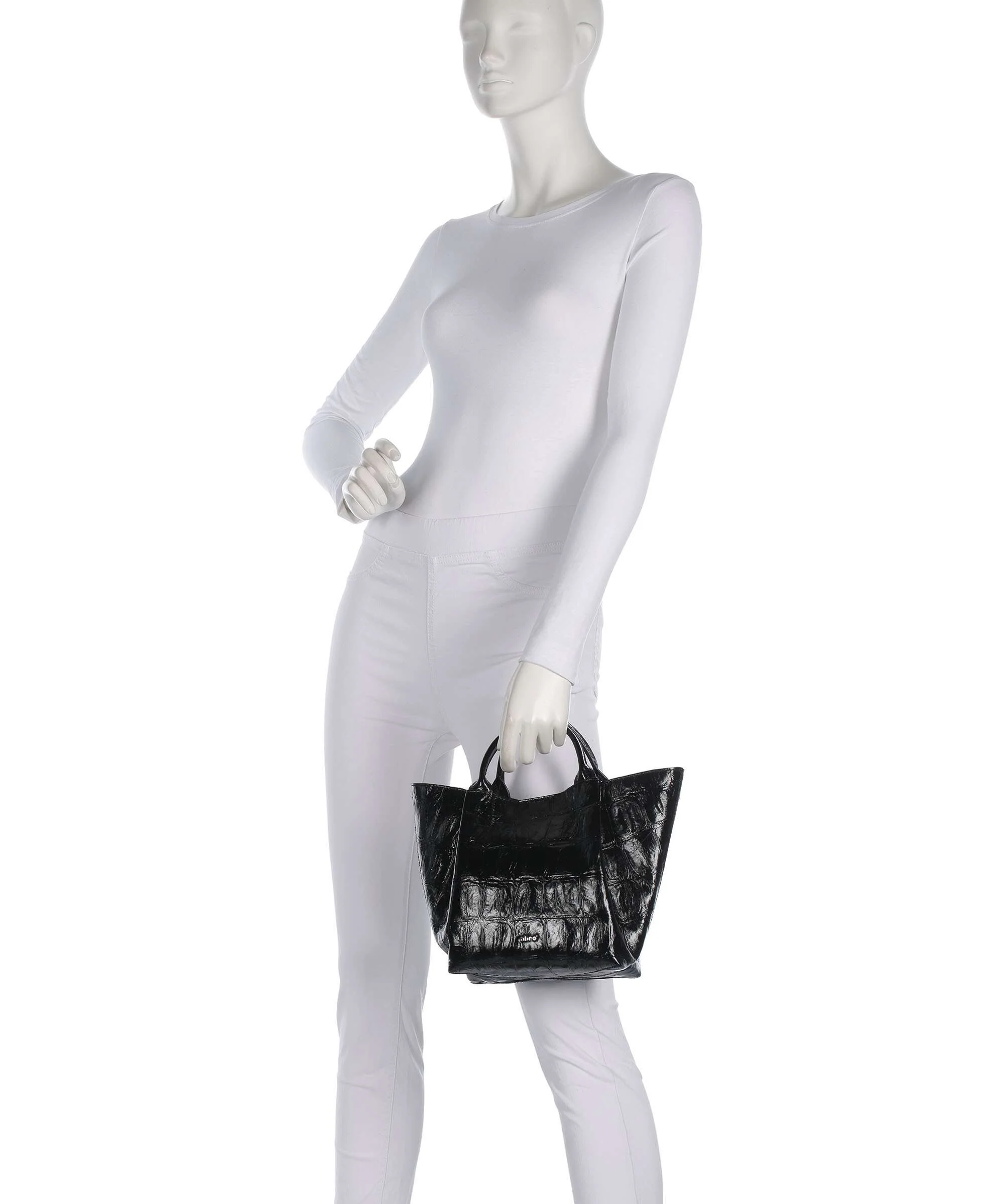 Abro Maxi Cocco Essential Small Handbag black/nickel - Image 3