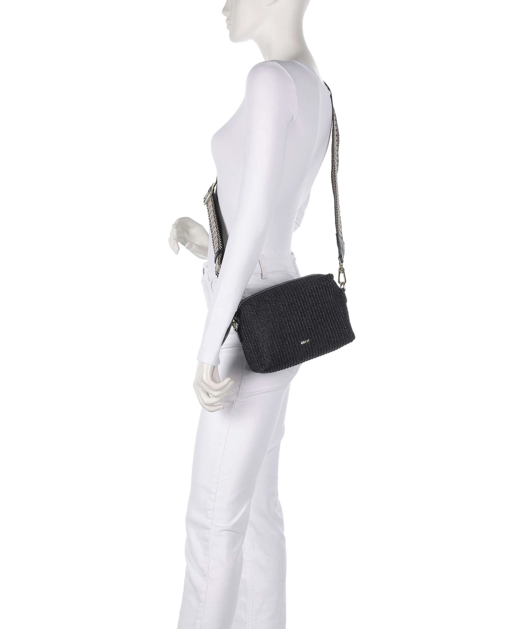 Abro Raffia Kaia Crossbody bag black/gold - Image 3