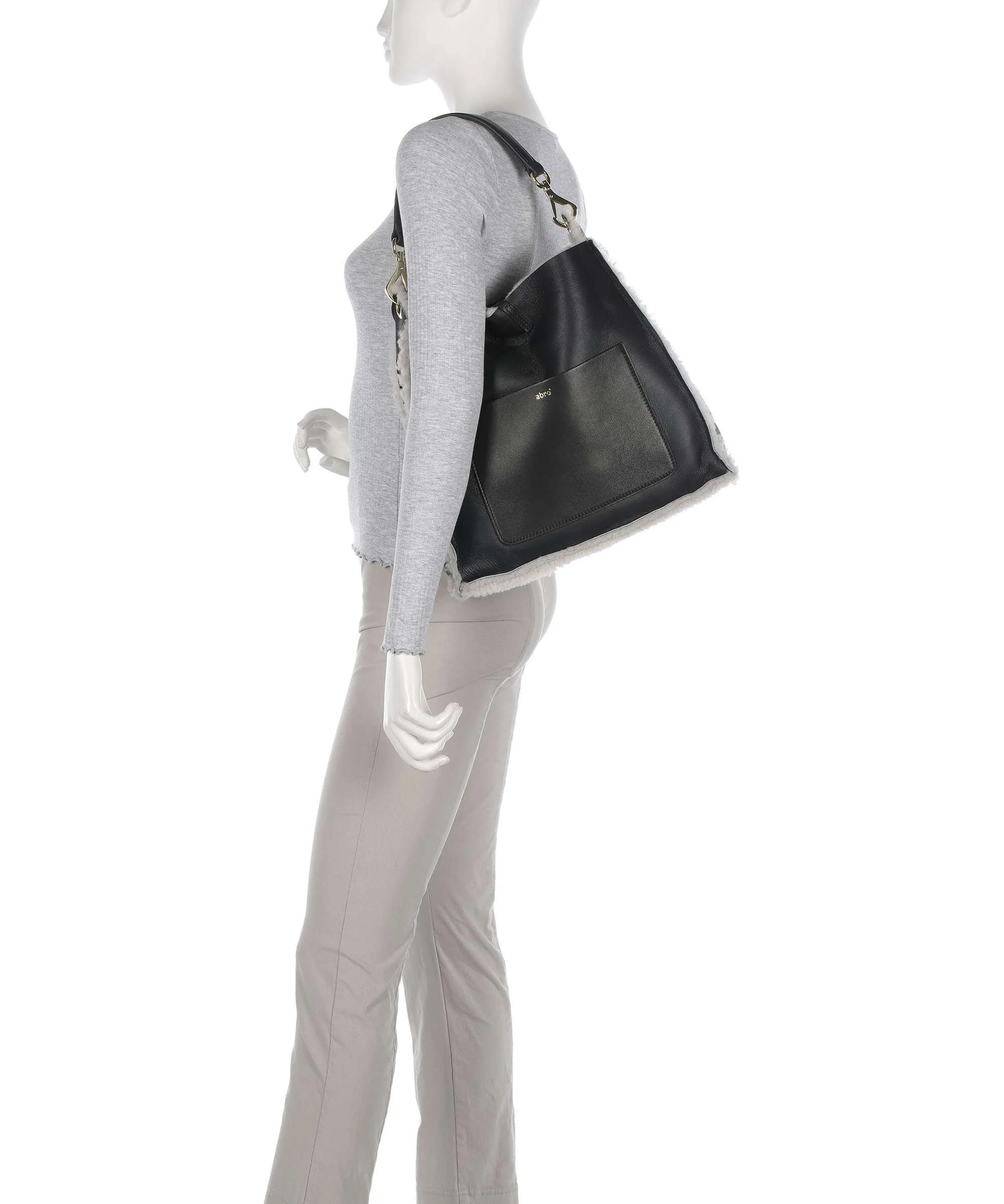 Abro Shearling Raquel Hobo bag black/white - Image 3