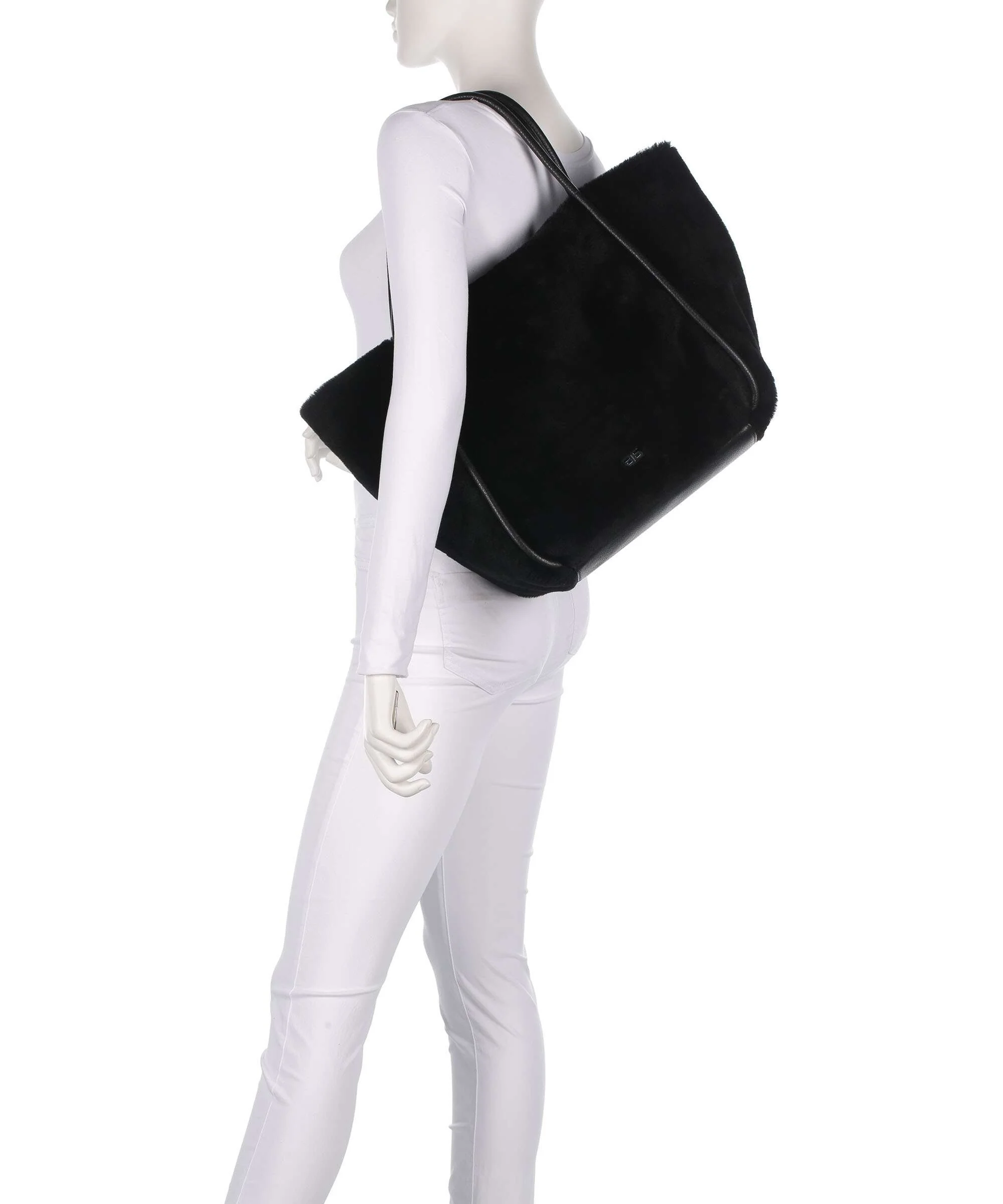 Abro Shearling Willow Tote bag black/nickel - Image 3