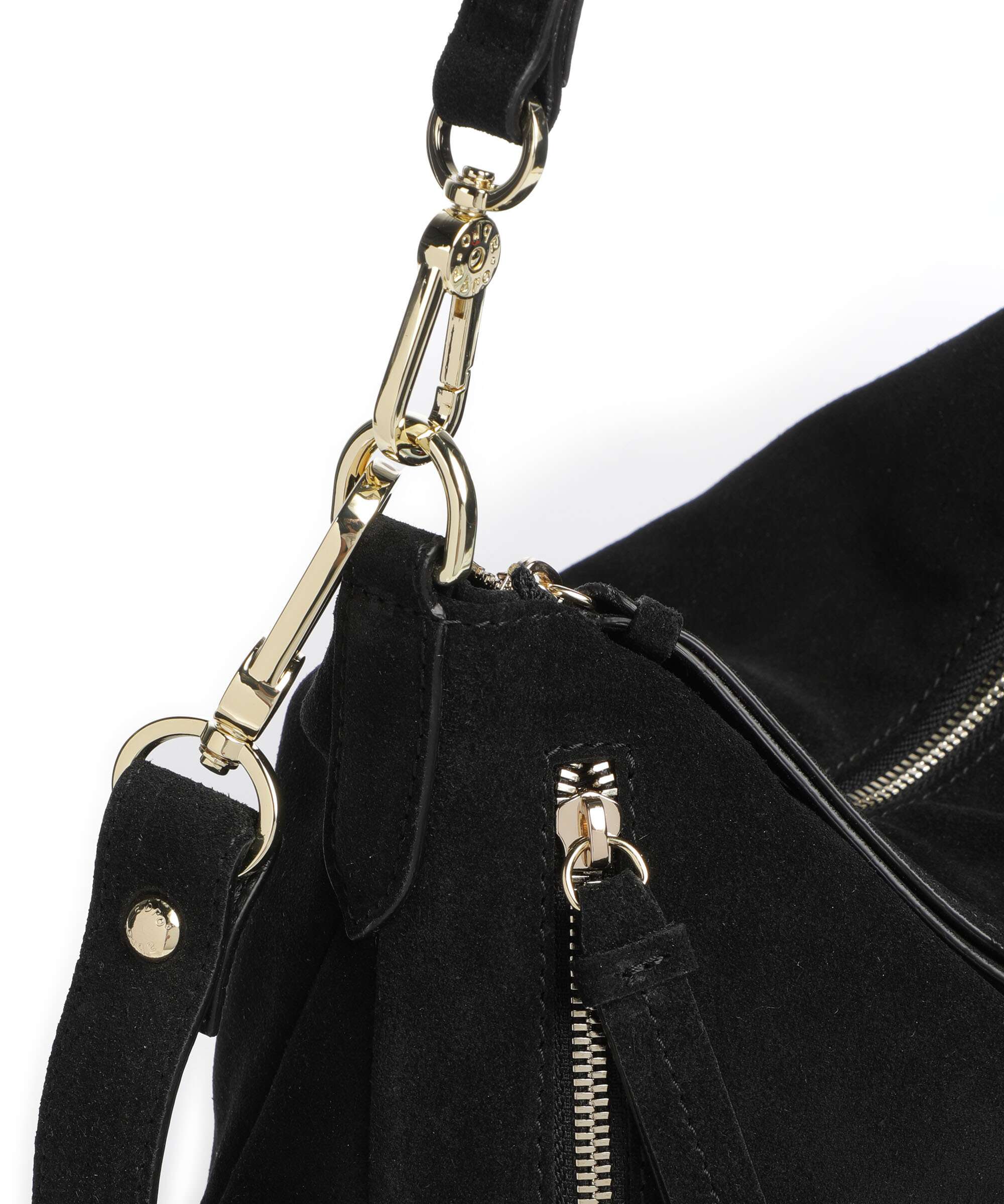 Abro Suede Juna Small Hobo bag black/gold - Image 4