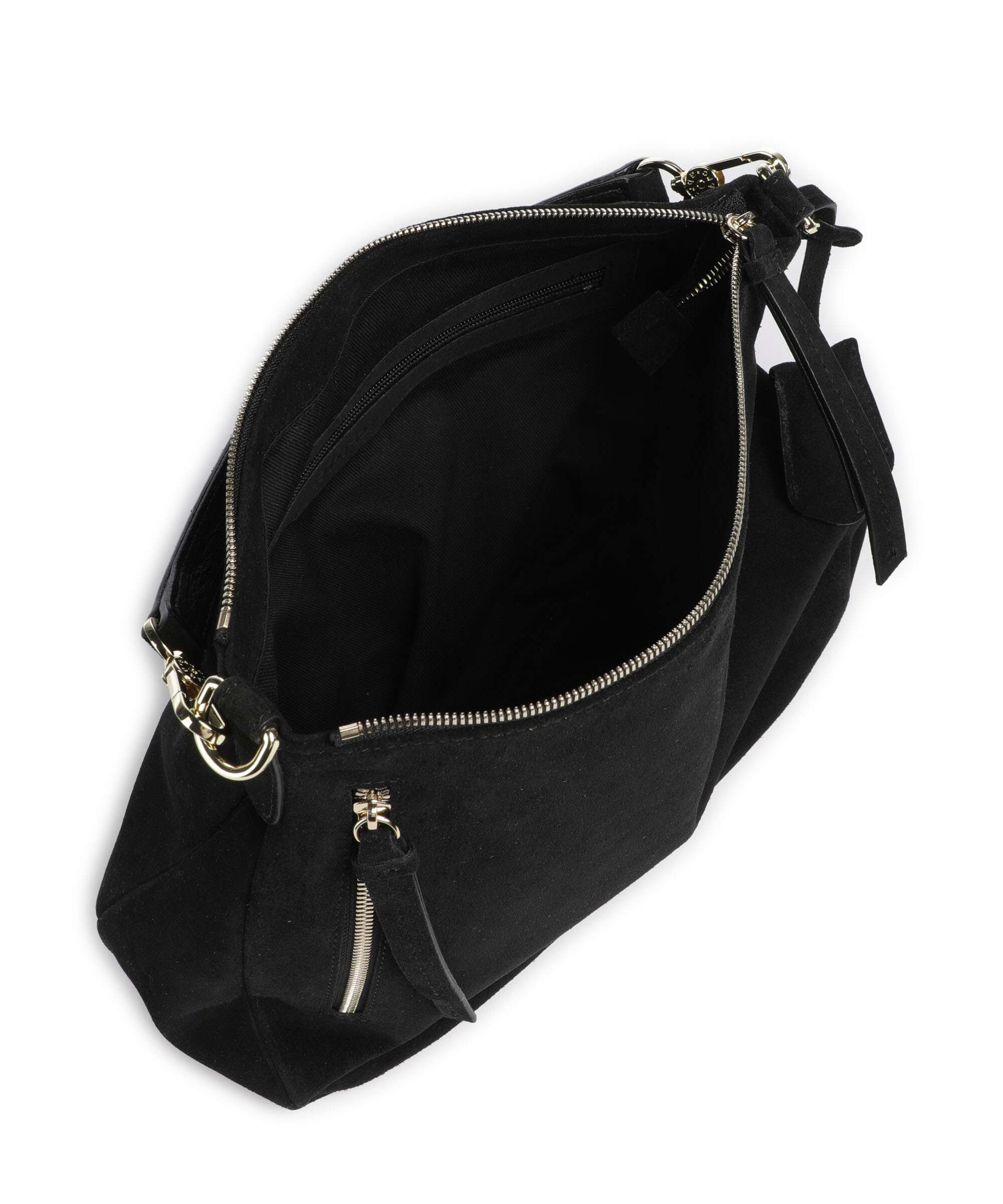 Abro Suede Juna Small Hobo bag black/gold - Image 6