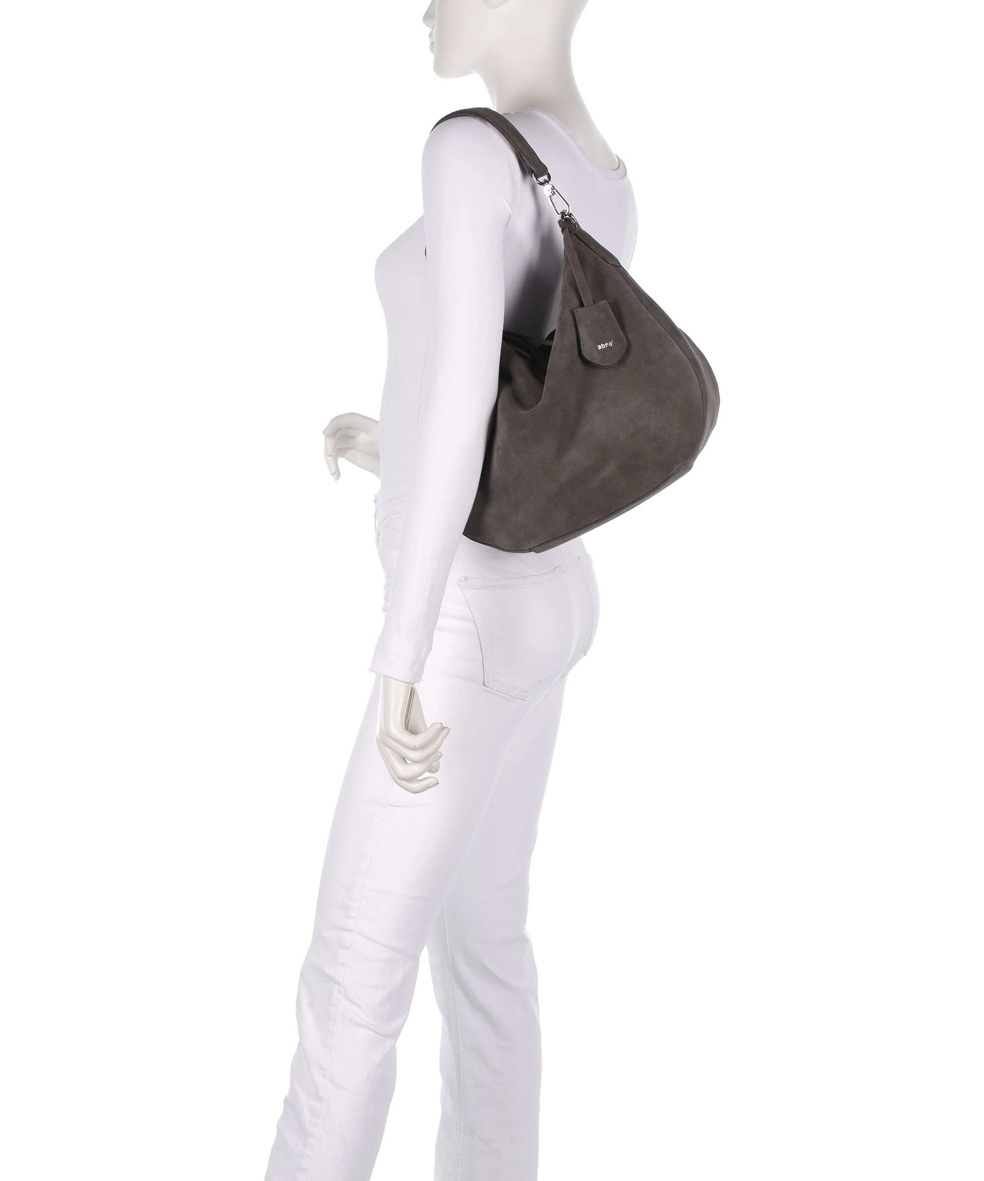 Abro Suede Juna Small Hobo bag grey - Image 3