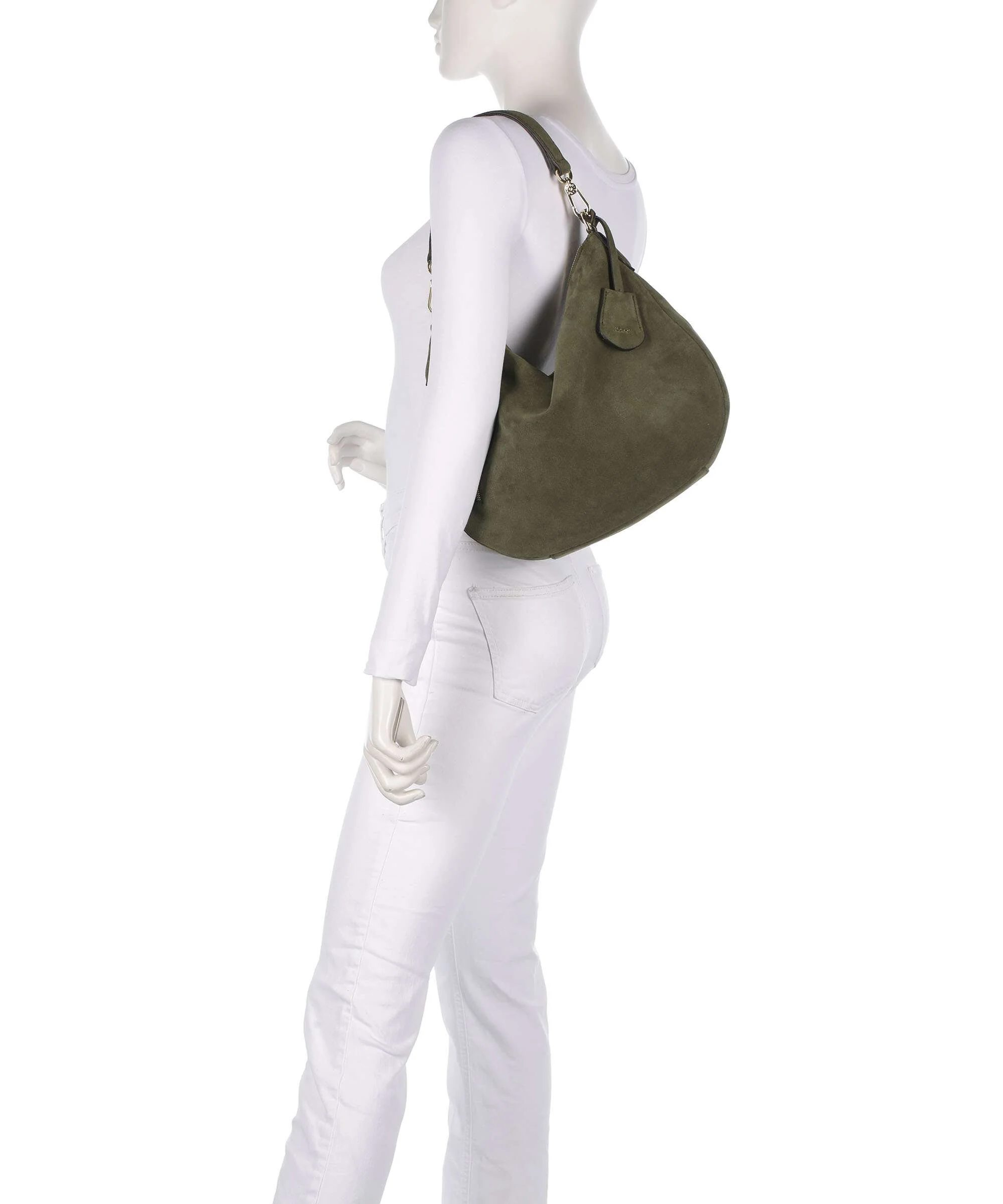 Abro Suede Juna Small Hobo bag oliv - Image 3