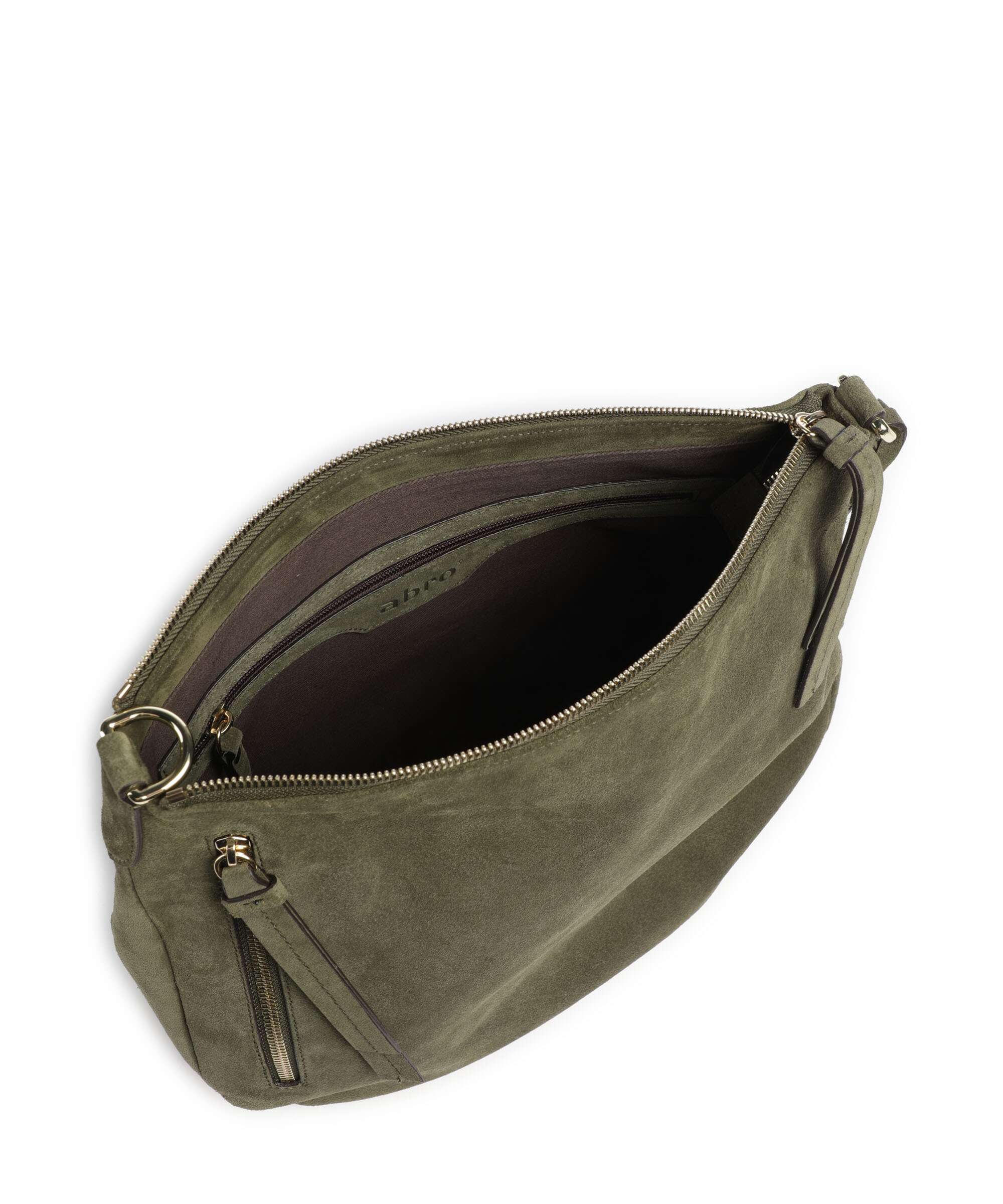 Abro Suede Juna Small Hobo bag oliv - Image 6
