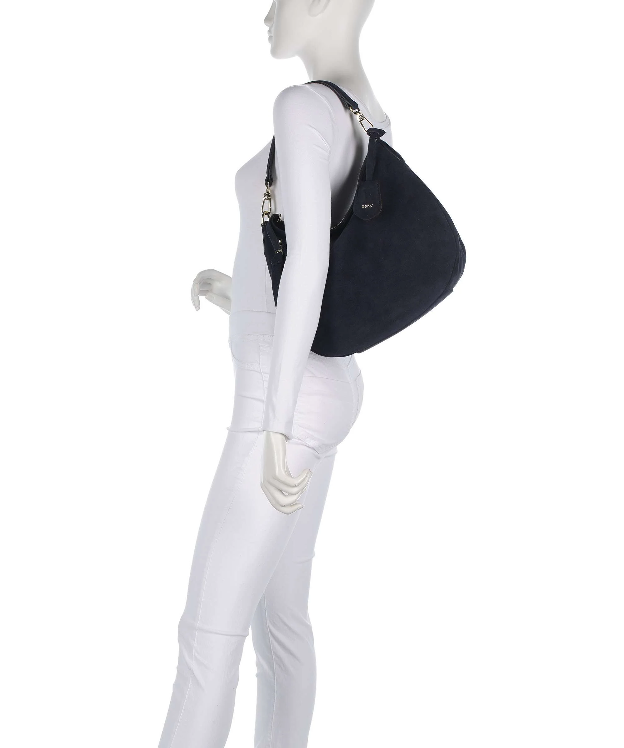 Abro Suede Juna Small Hobo bag navy - Image 3