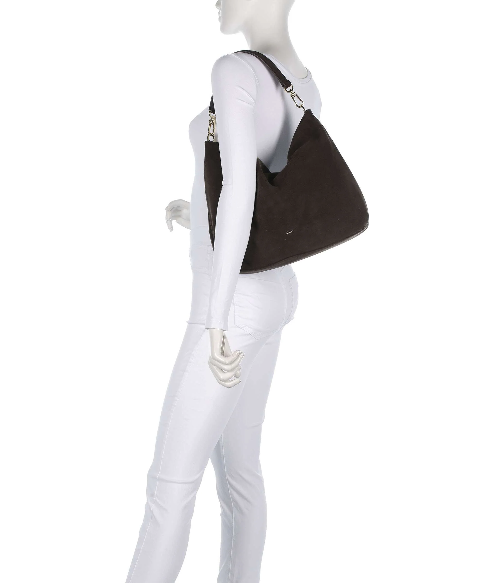 Abro Suede Kaia Hobo bag dark brown - Image 3