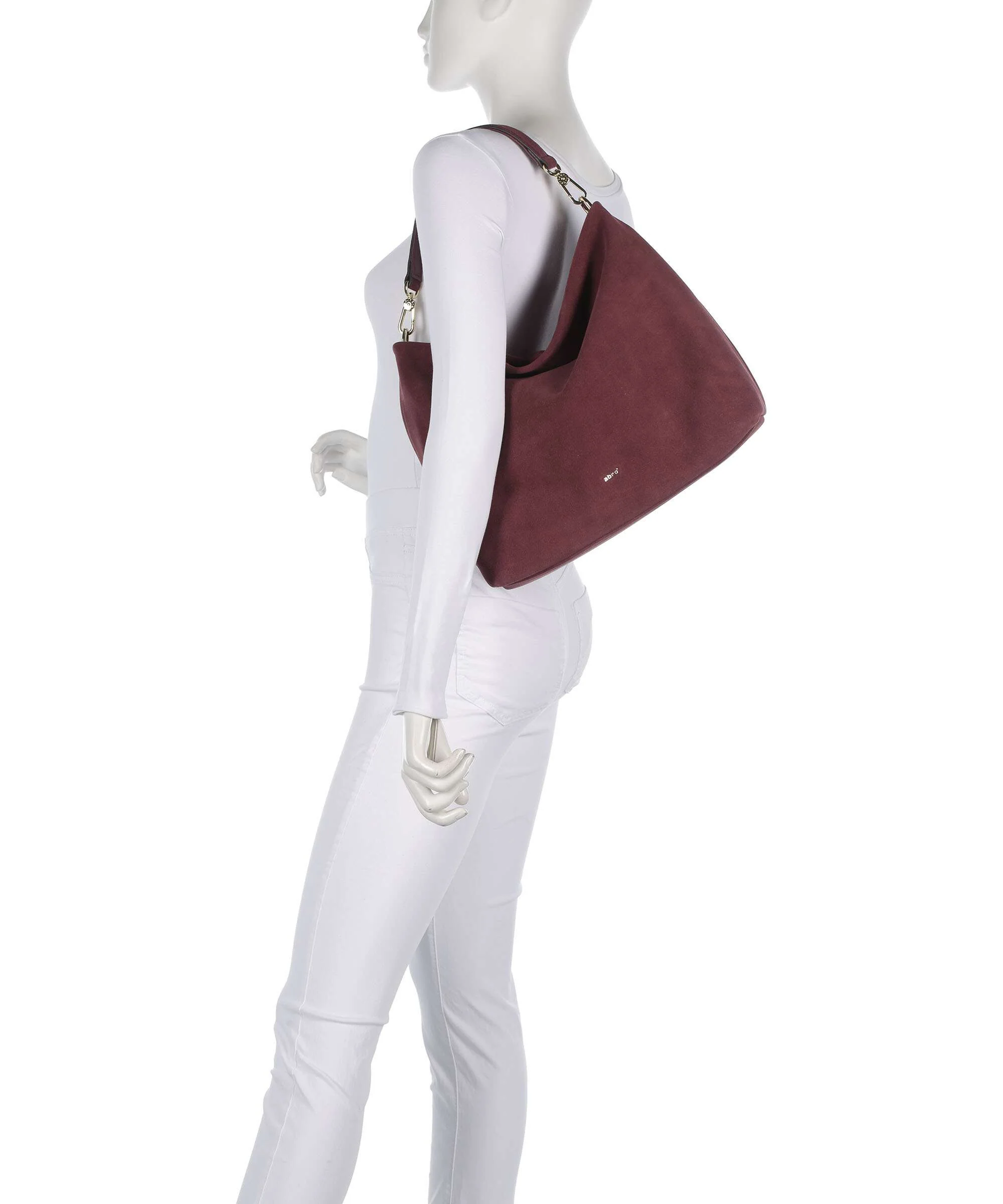 Abro Suede Kaia Hobo bag bordeaux - Image 3