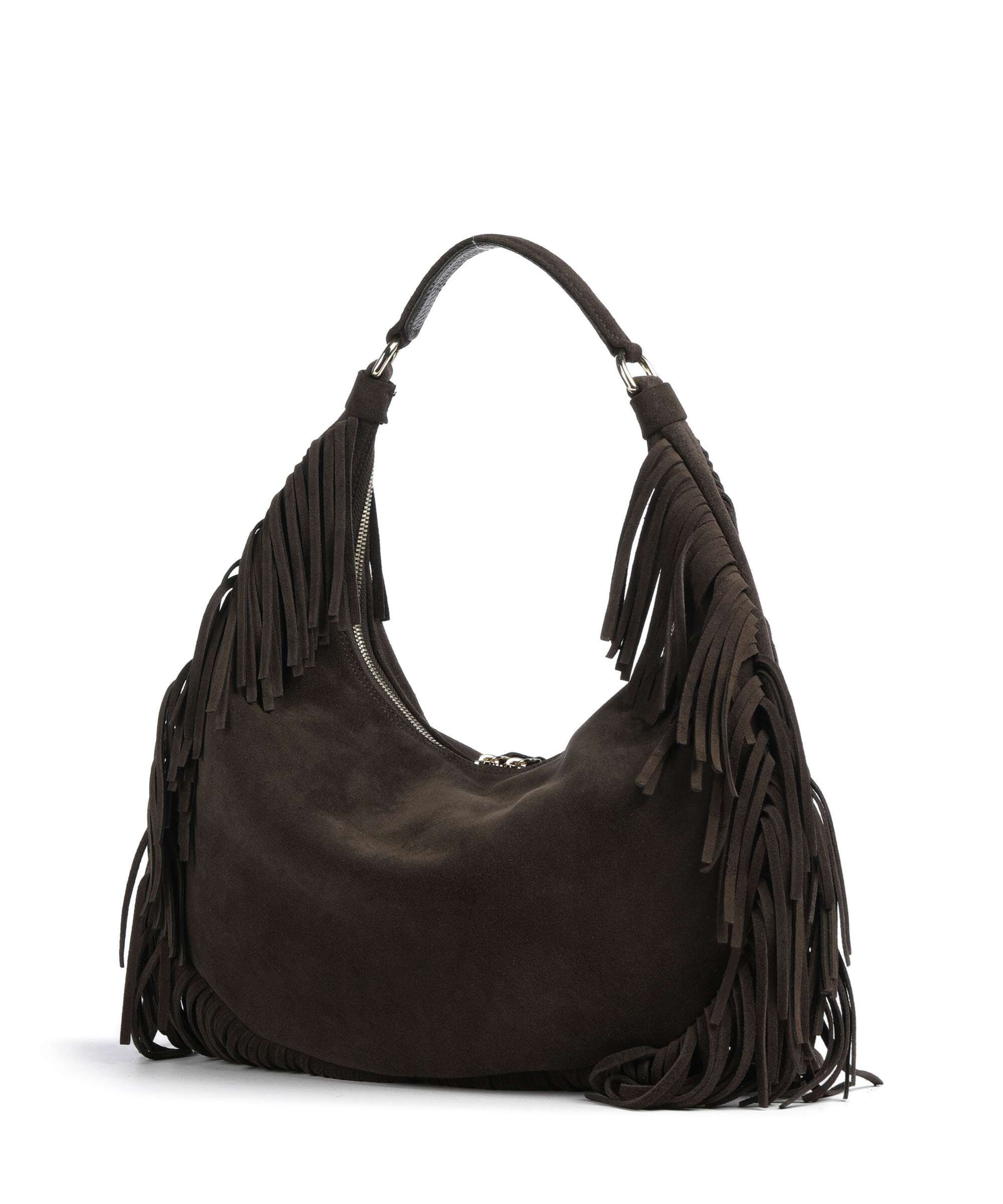 Abro Suede Nana Fringes Hobo bag dark brown - Image 2