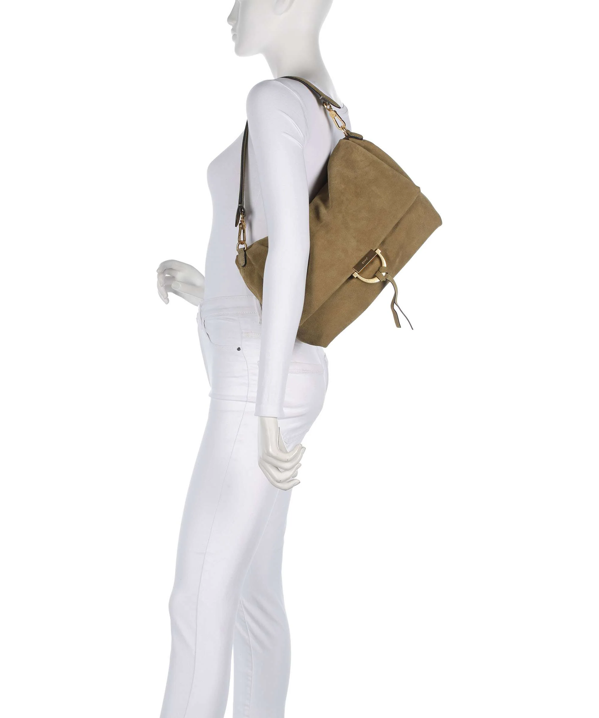 Abro Suede Temi Large Shoulder bag mud - Image 3