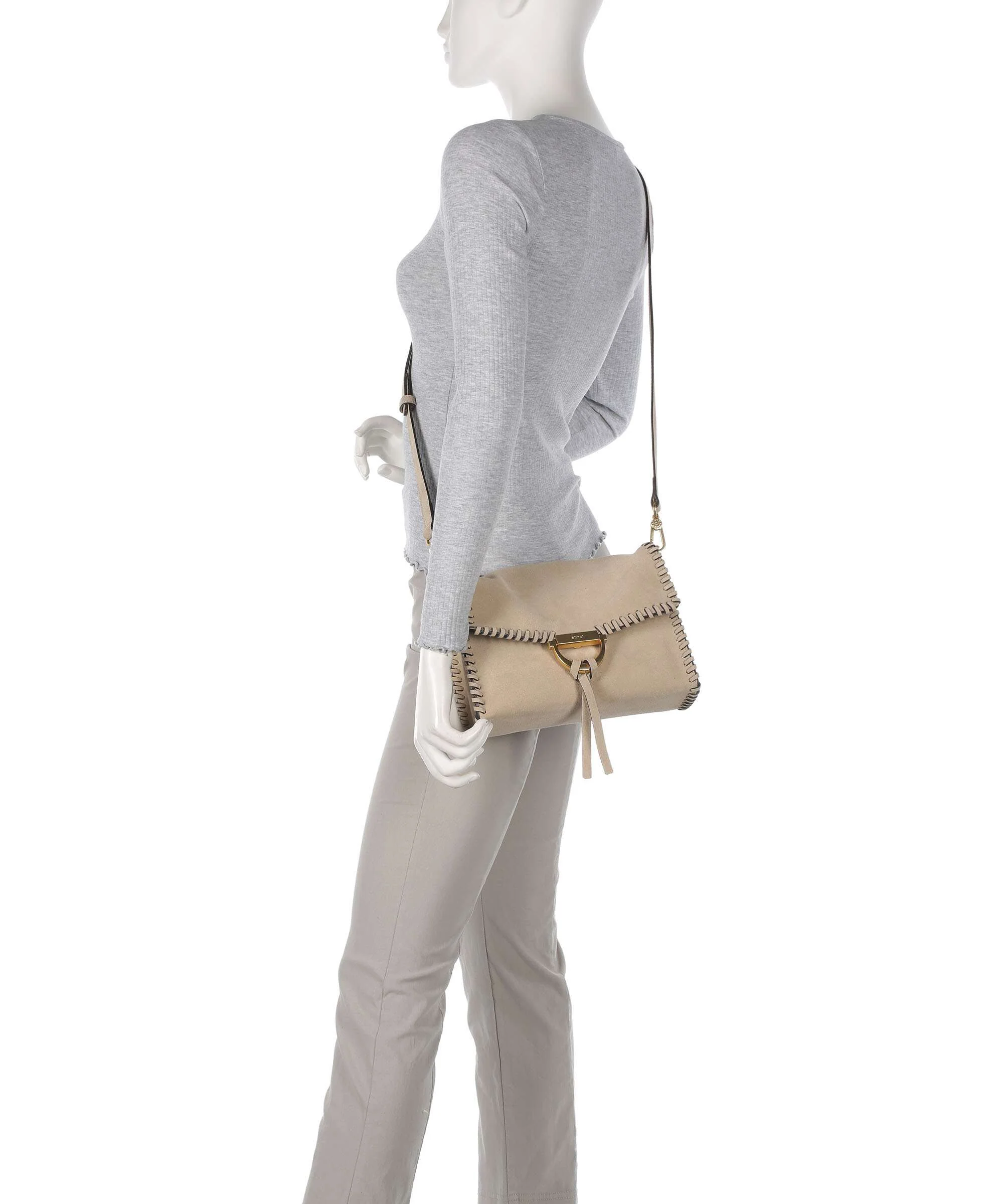 Abro Suede Temi Stitch Shoulder bag natural - Image 4