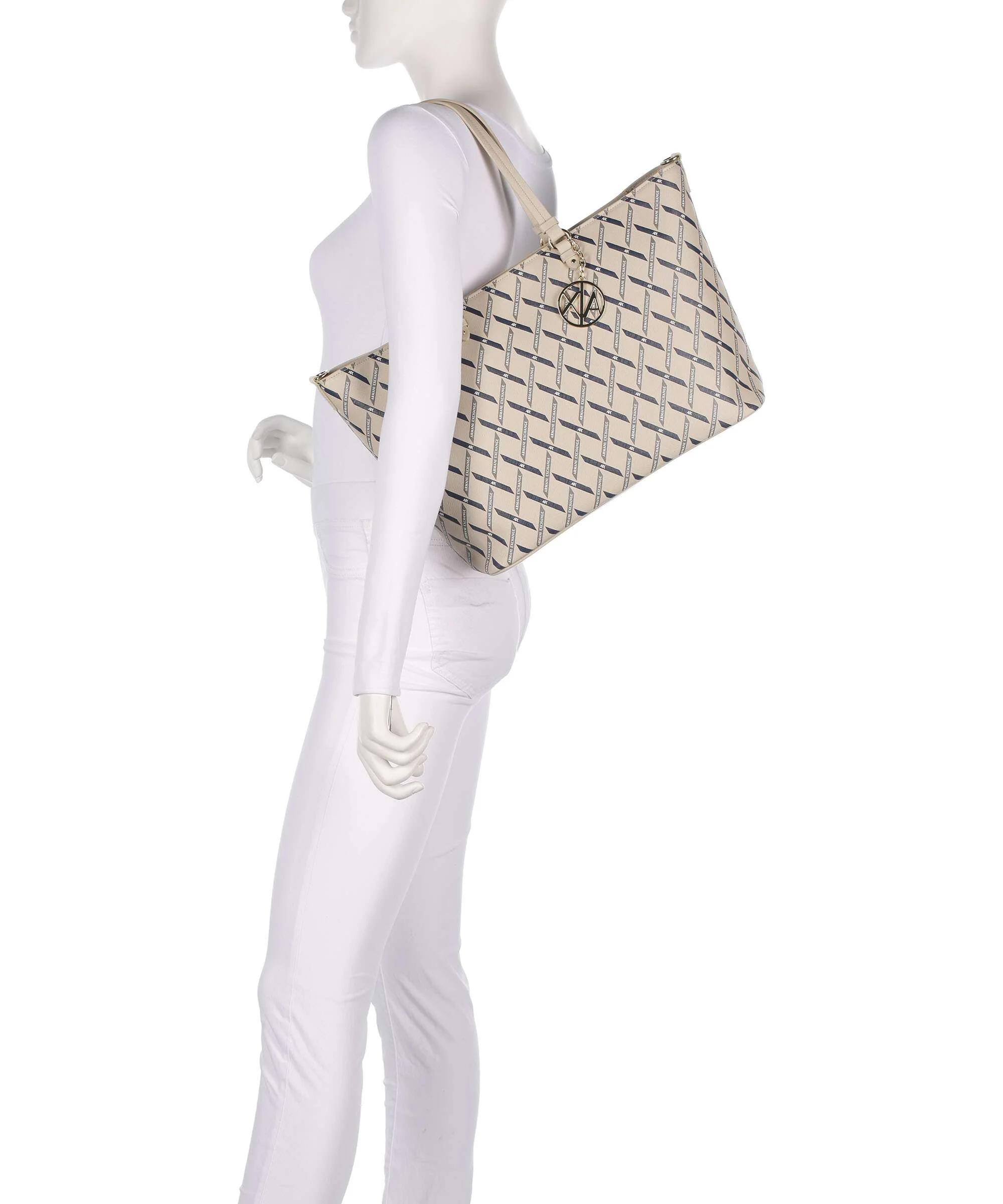 Armani Exchange Gynger Logo M Tote bag sound sand - Image 3