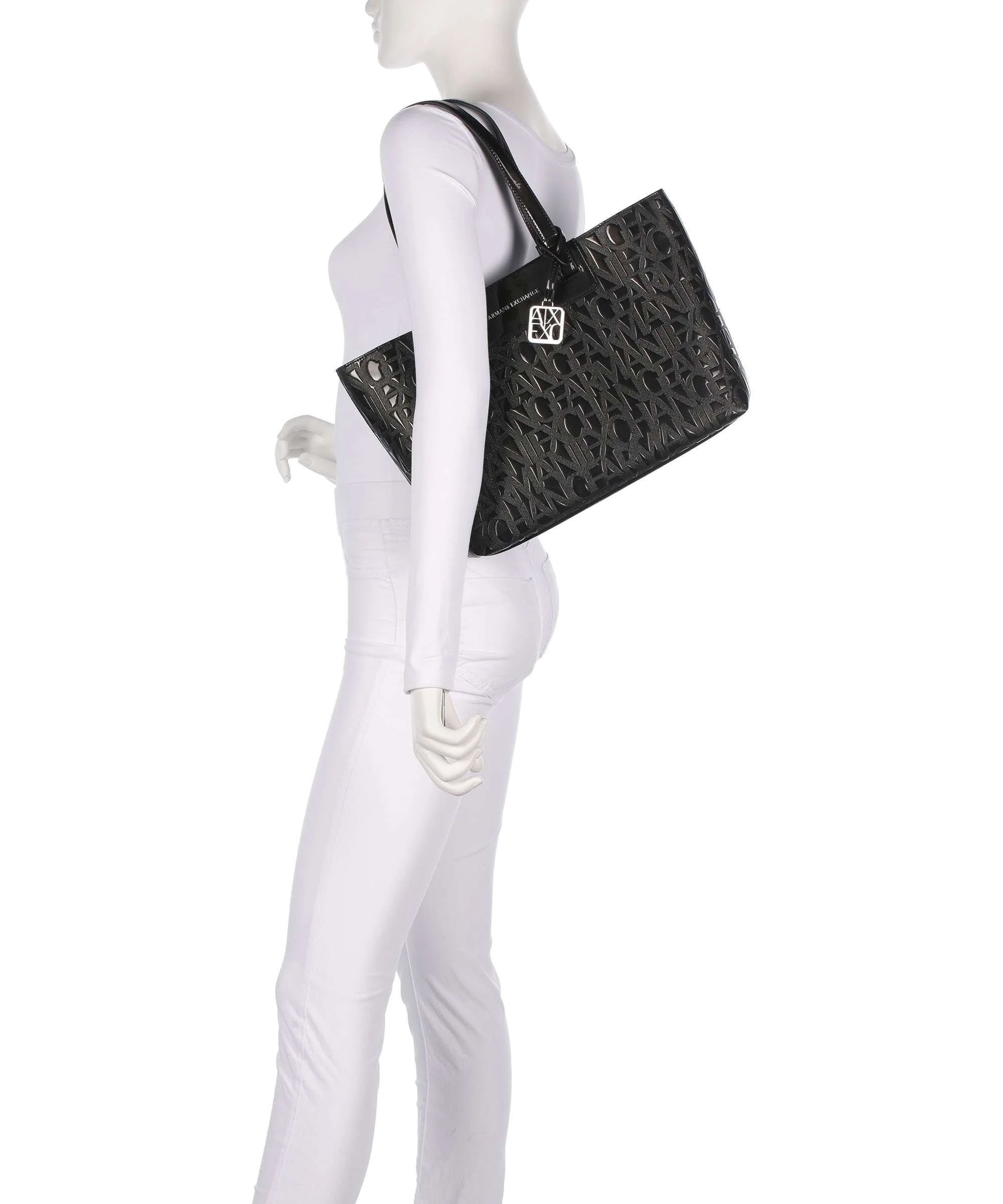 Armani Exchange Liz Patent M Tote bag black - Image 3