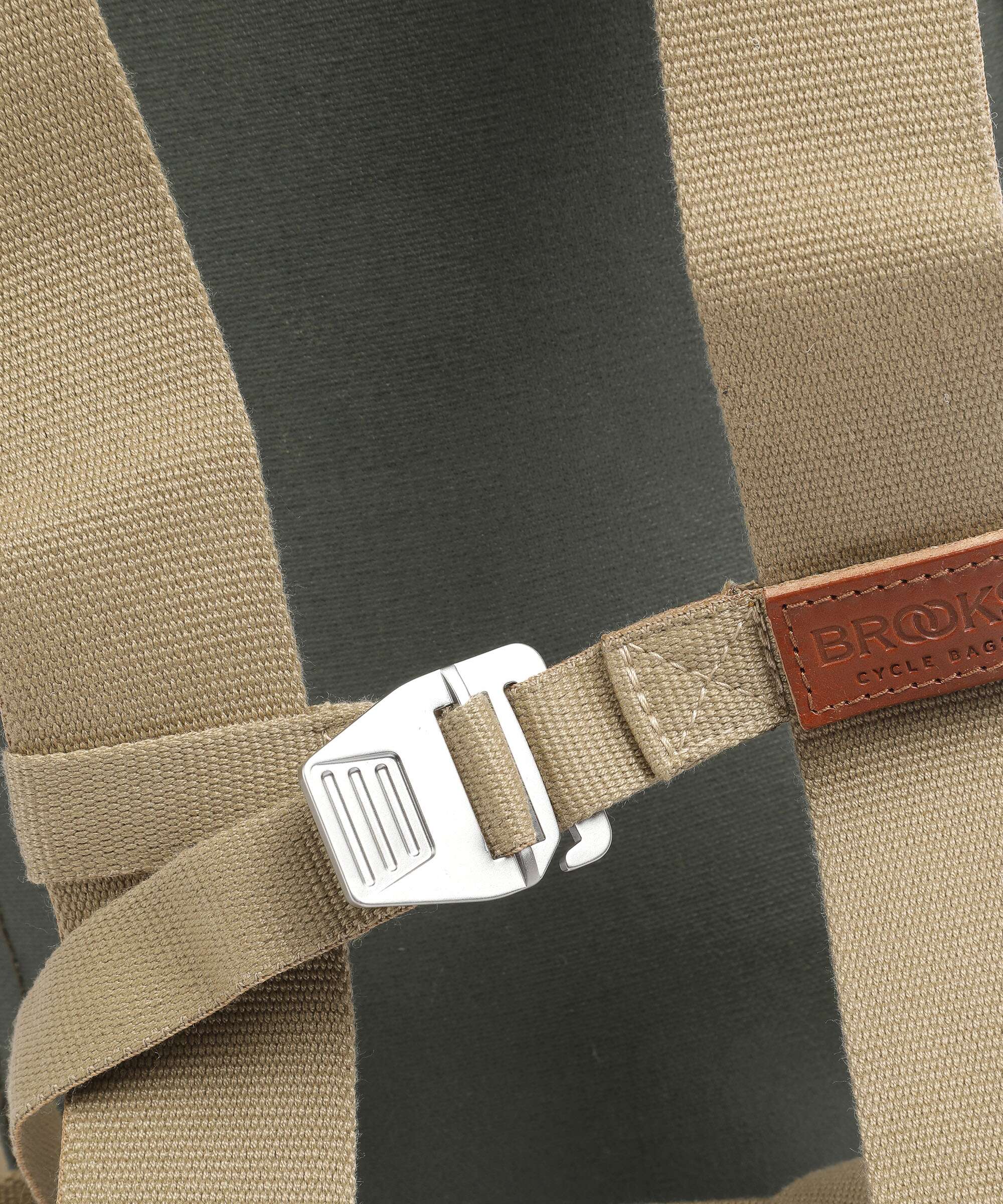 Brooks England Pickwick Cotton Canvas Small Rolltop backpack sage green/honey details - Image 5