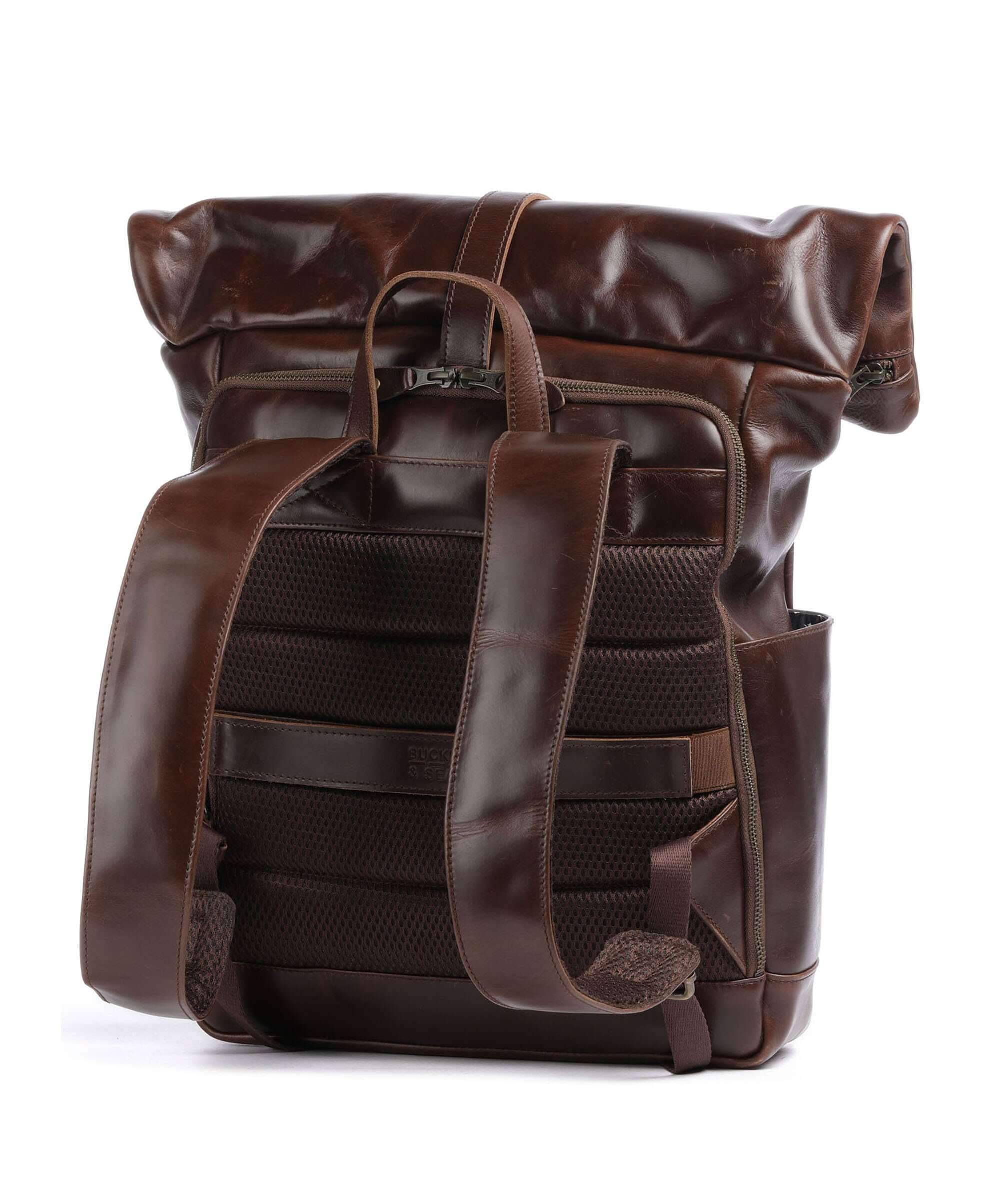 Buckle & Seam Crazy Horse Norman Rolltop backpack brown/dot - Image 2