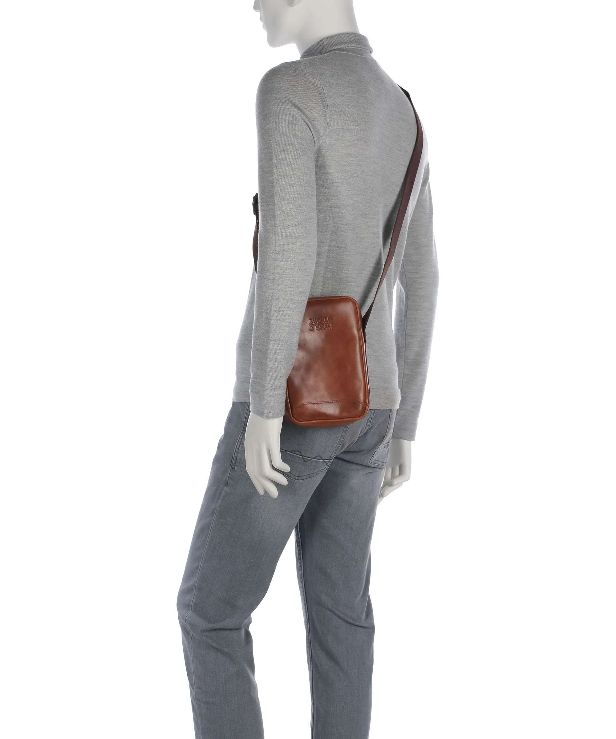 Buckle & Seam Crazy Horse Runner Crossbody bag cognac - Image 3