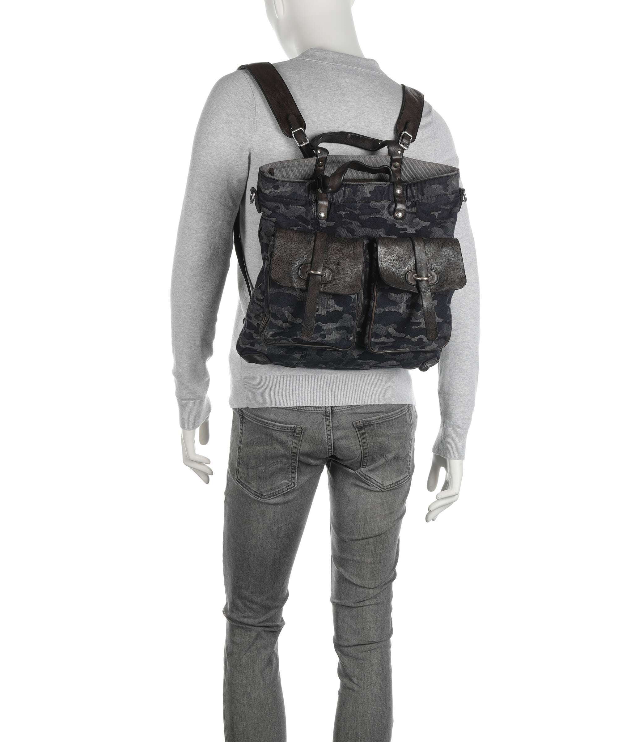 Campomaggi Backpack bag camouflage blue/dark grey - Image 4