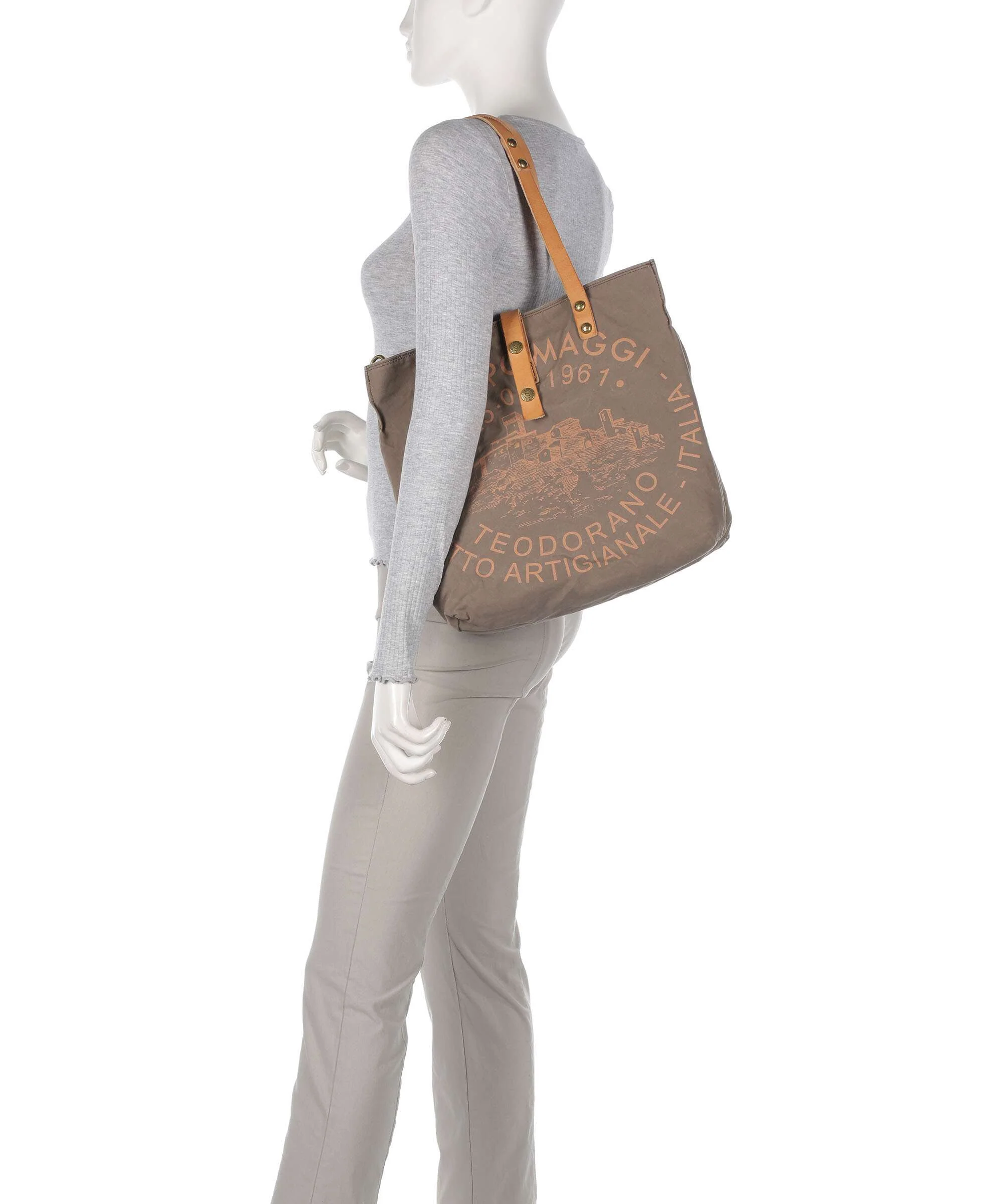 Campomaggi Tote bag verde militare/naturale/albicocca - Image 3