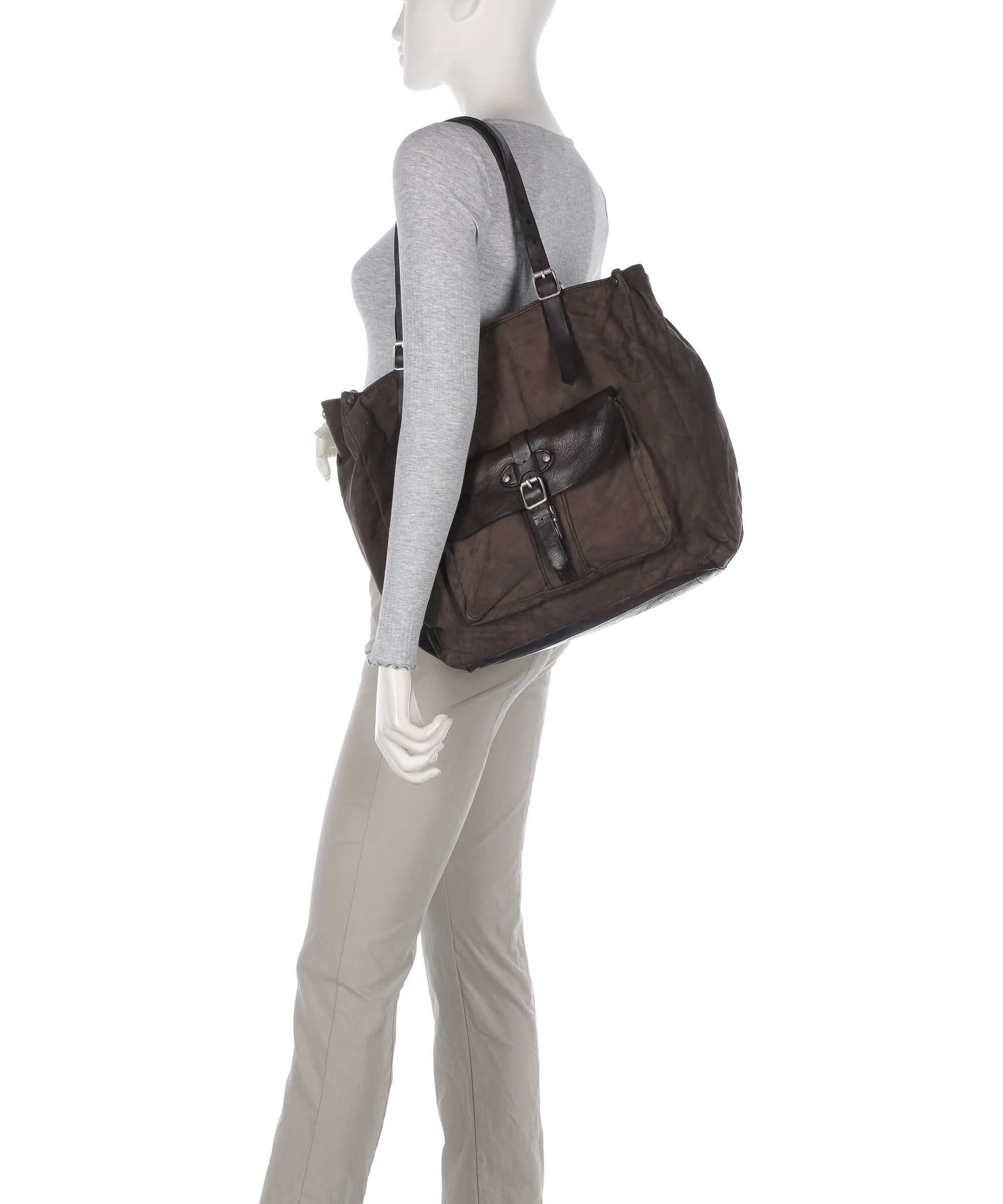 Campomaggi Tote bag verde militare/grigio - Image 3