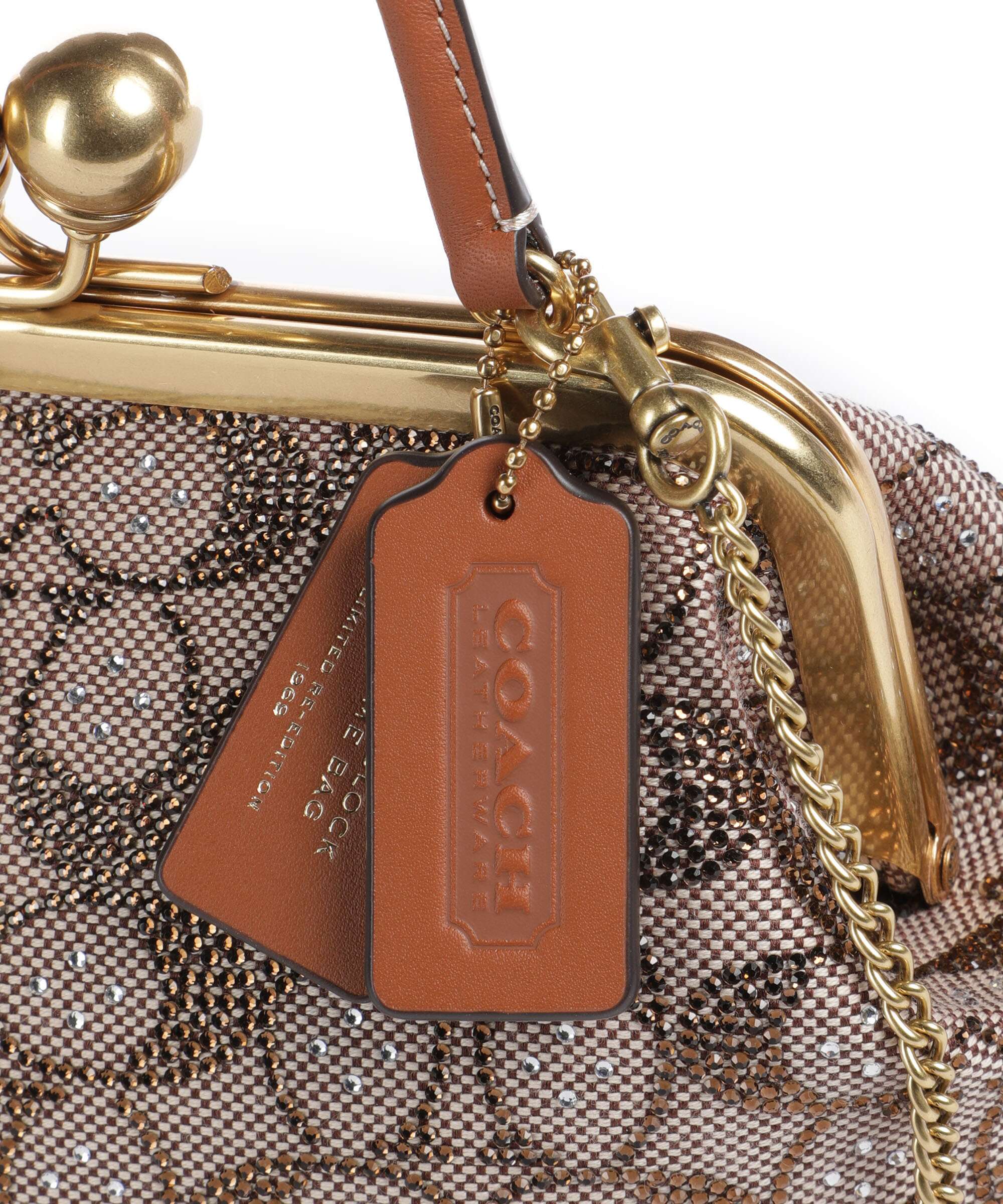 Coach Kisslock Frame Crystal Signature Jacquard Handbag burnished amber - Image 4