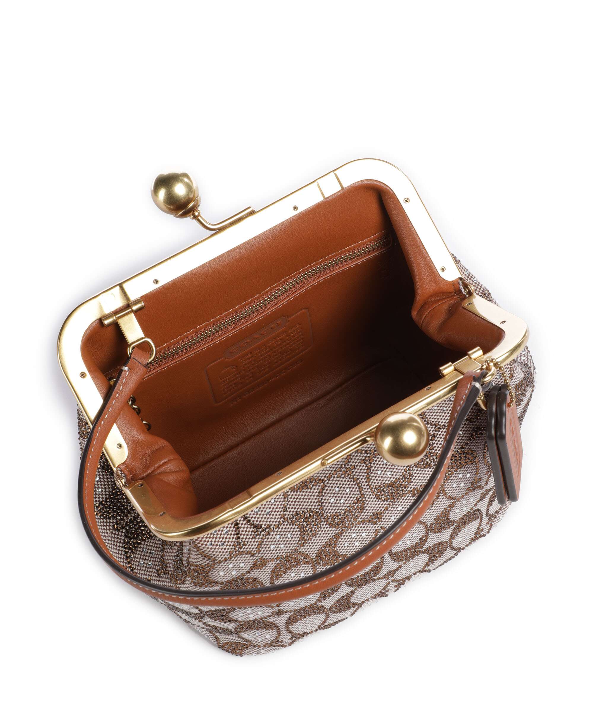 Coach Kisslock Frame Crystal Signature Jacquard Handbag burnished amber - Image 6