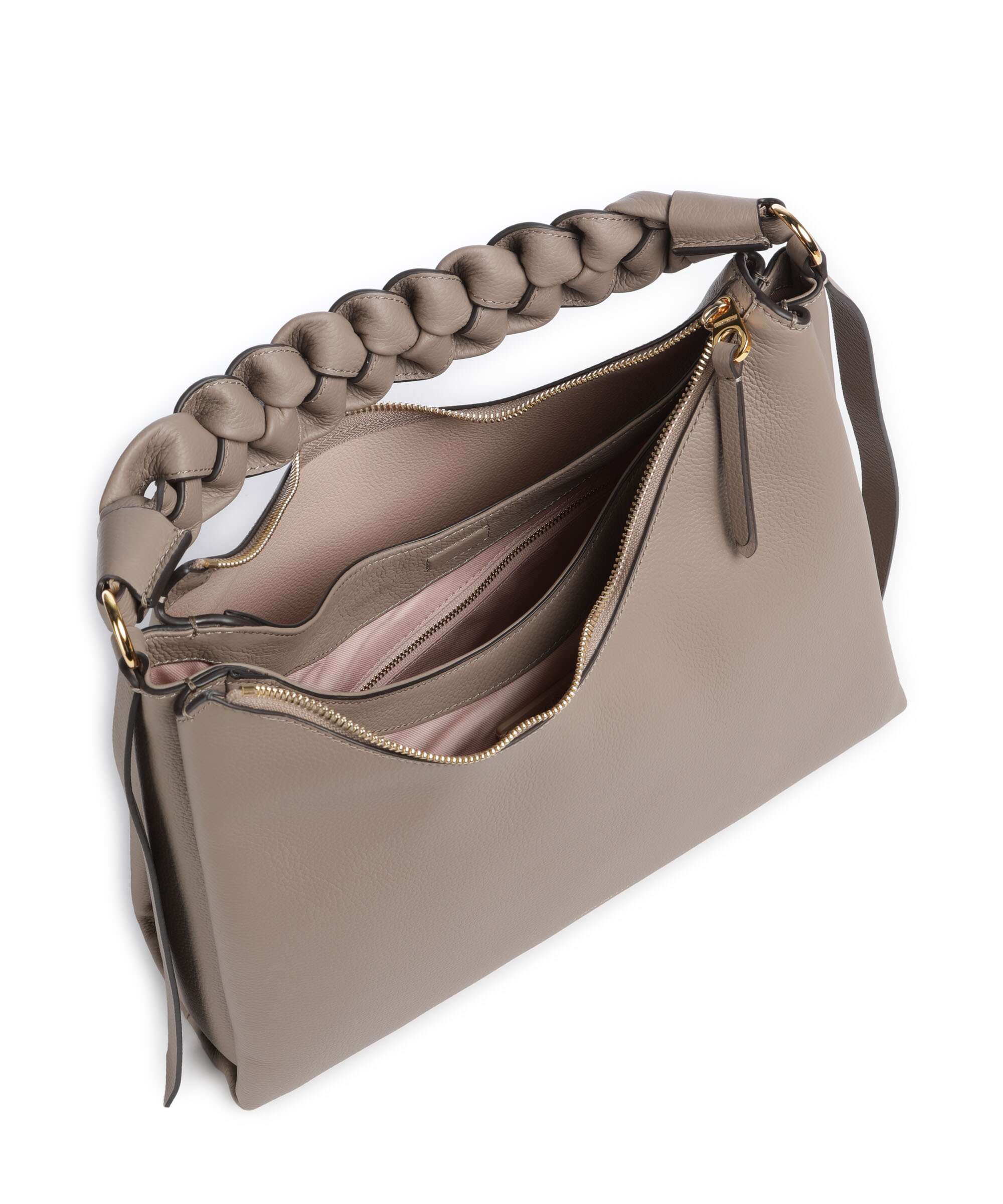 Coccinelle Boheme Grana Double Hobo bag warm taupe/rosette - Image 6