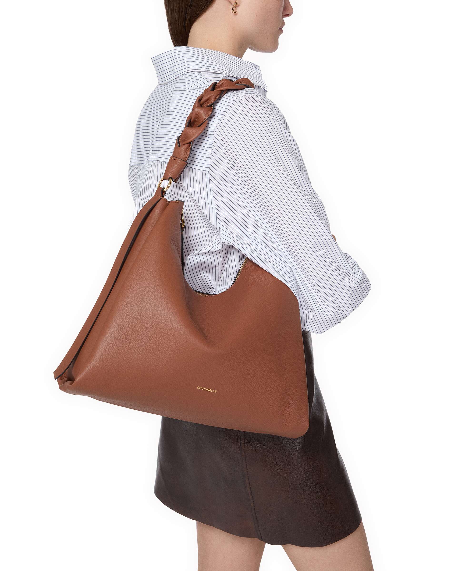 Coccinelle Boheme Grana Double Hobo bag cognac/noir - Image 3