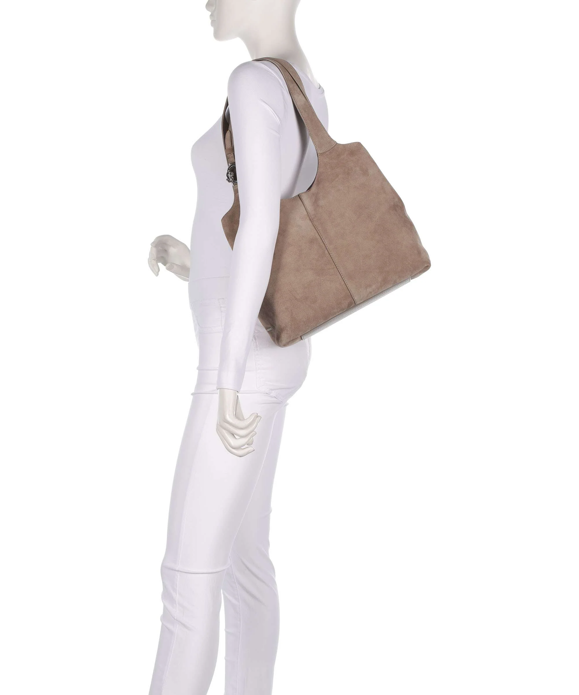 Coccinelle C-Easy Suede Hobo bag warm taupe - Image 3