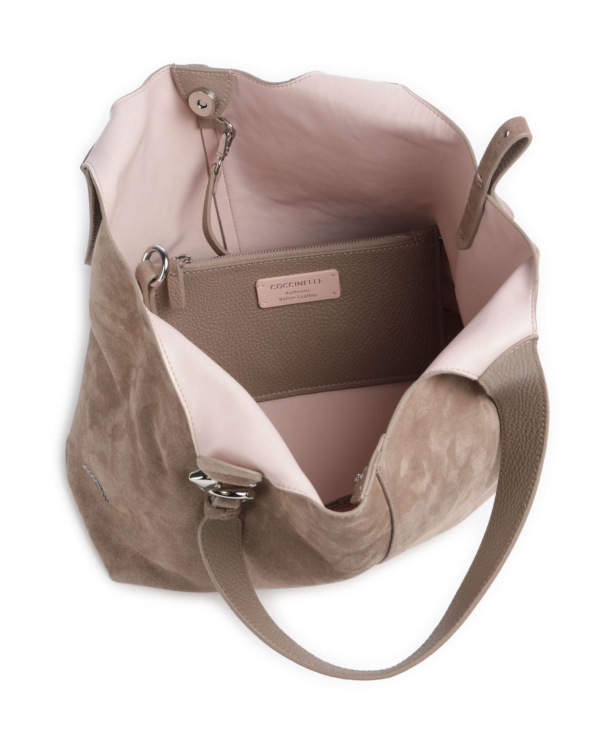 Coccinelle C-Easy Suede Hobo bag warm taupe - Image 6