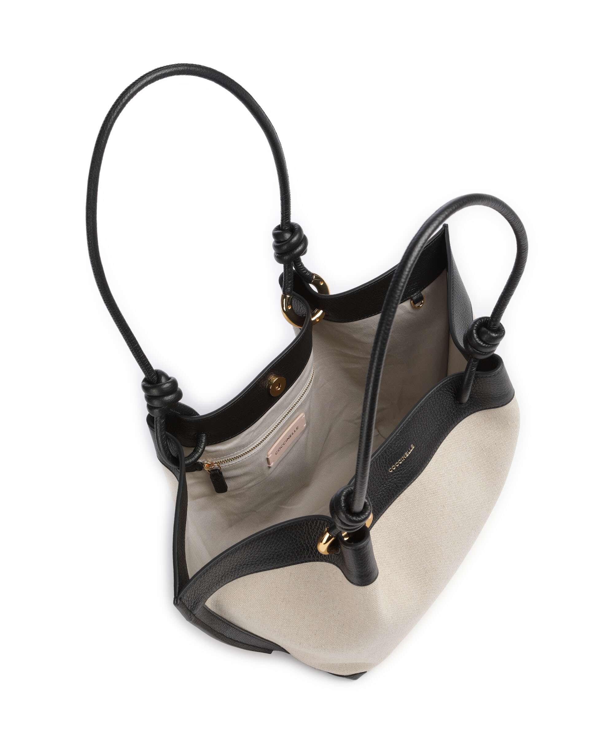 Coccinelle Finn Canvas Hobo bag natural/noir - Image 6