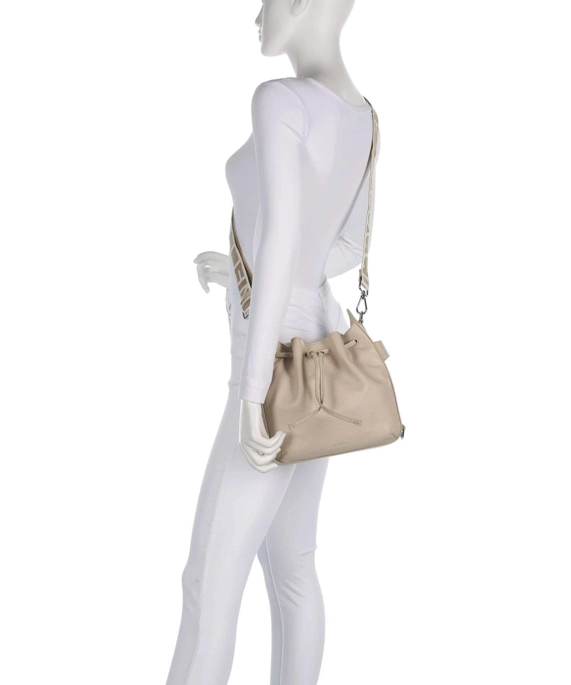 Coccinelle Gretel Ribbon Bucket bag sandshell - Image 3