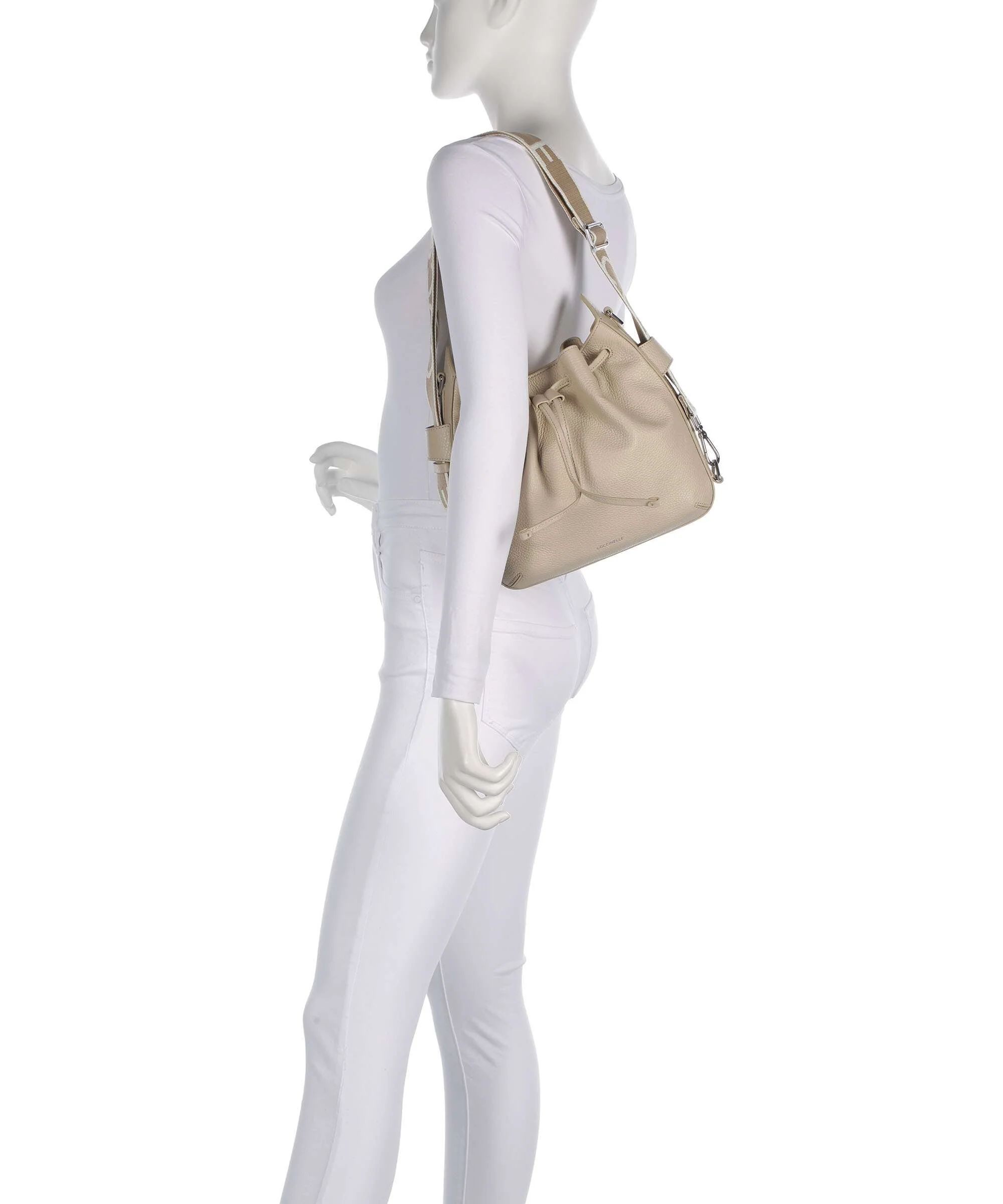 Coccinelle Gretel Ribbon Bucket bag sandshell - Image 4