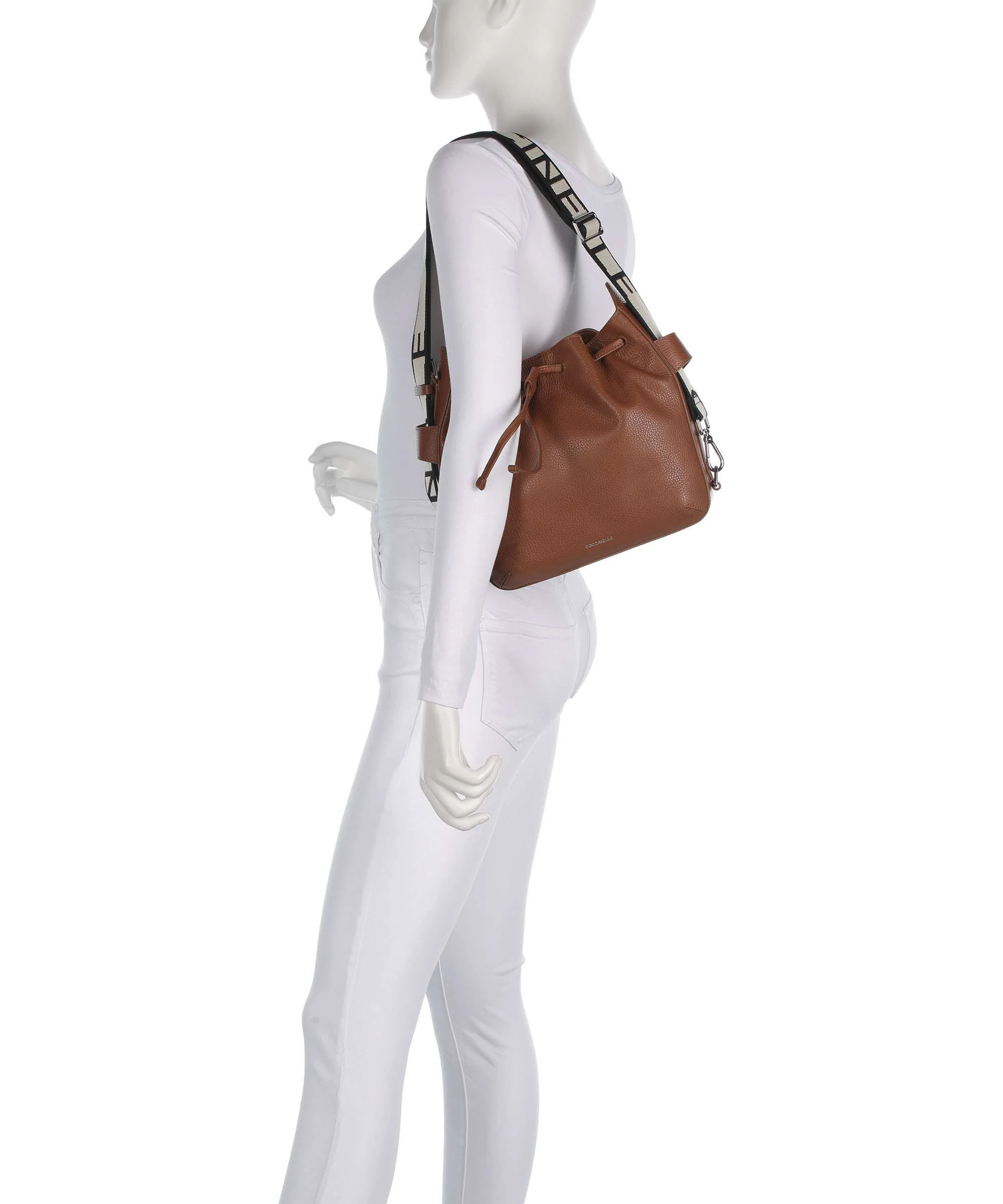 Coccinelle Gretel Ribbon Bucket bag cognac - Image 4