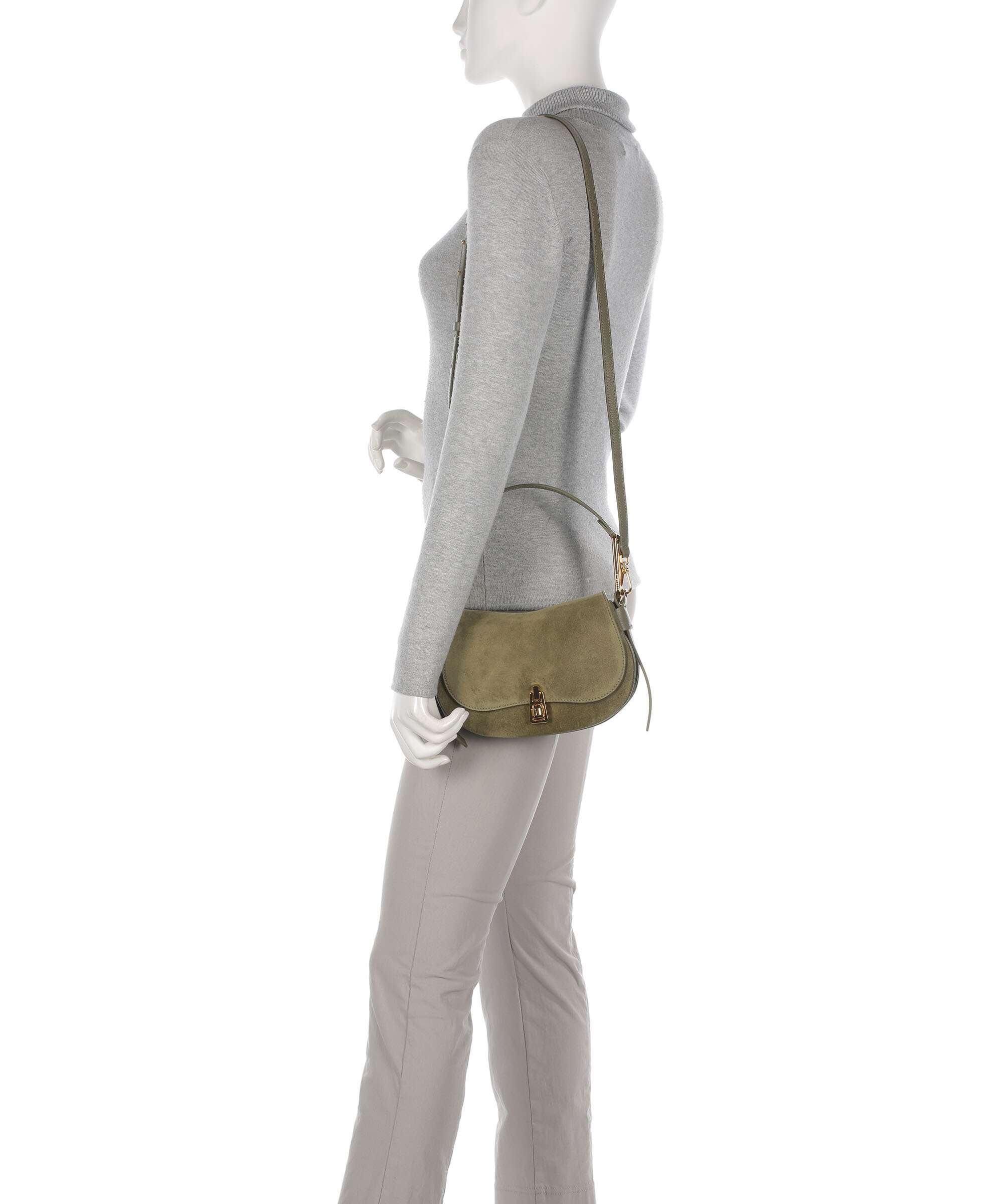 Coccinelle Magie Suede Shoulder bag laurel green - Image 4