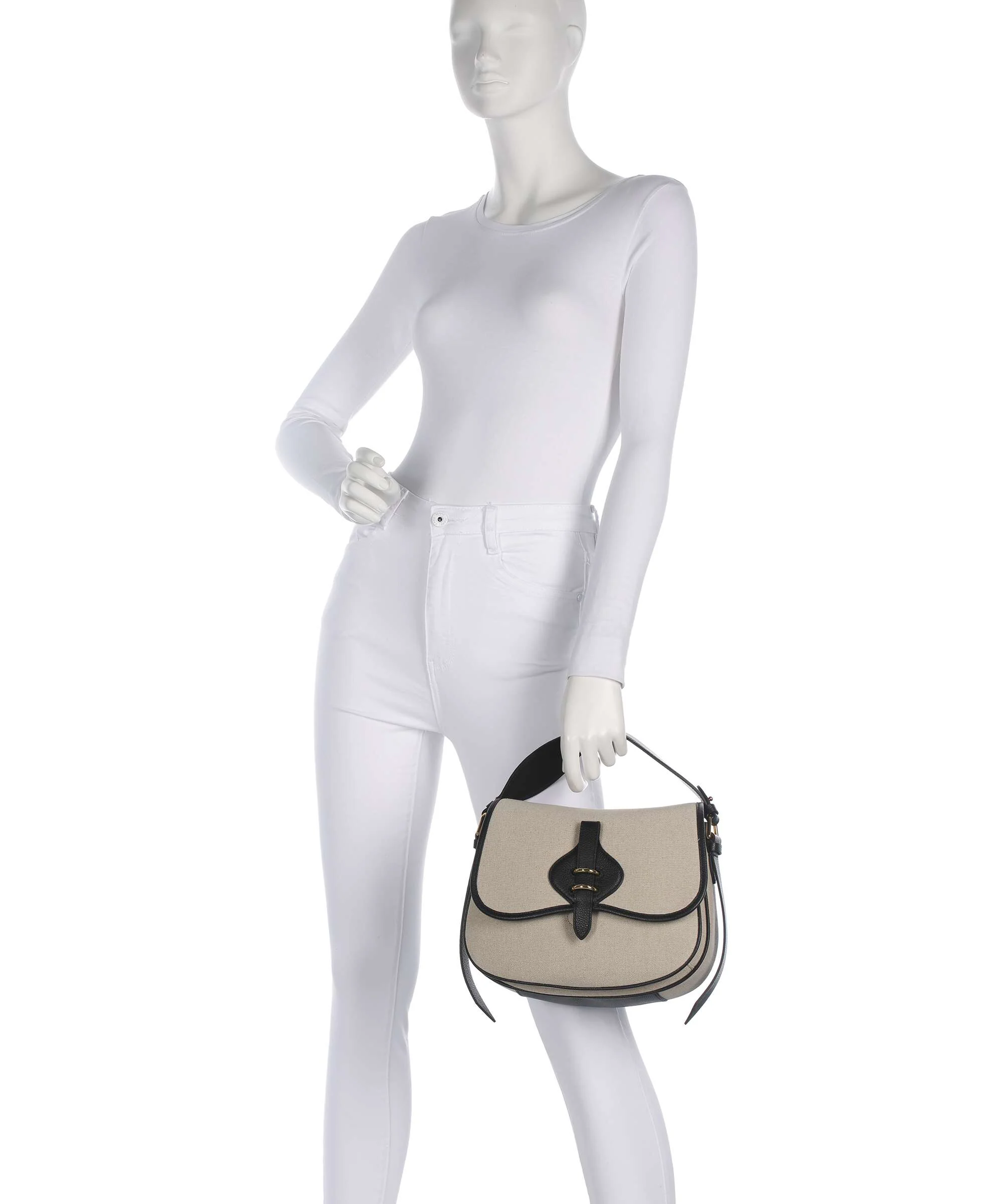 Coccinelle Mavery Canvas Handbag natural/noir - Image 3