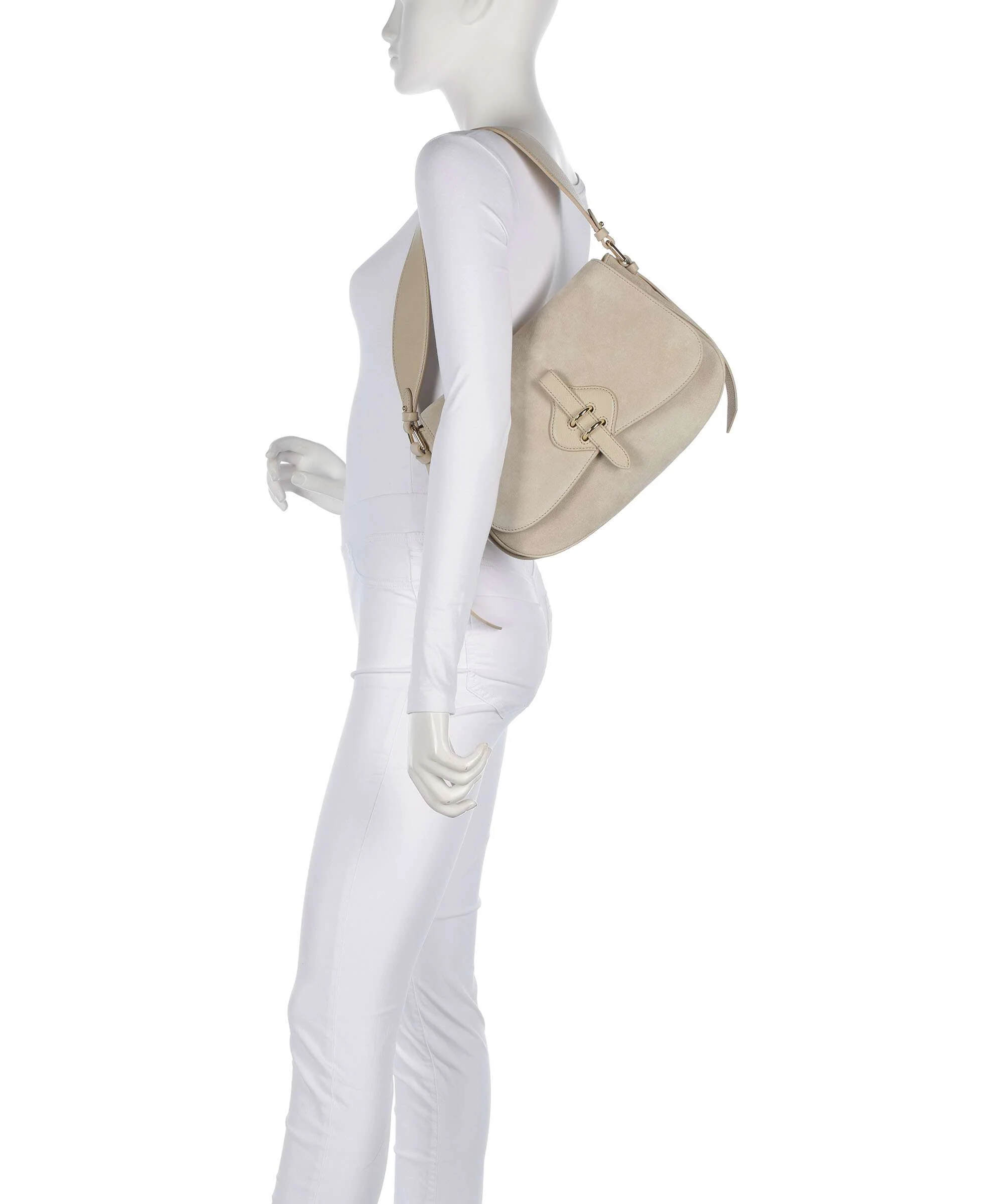 Coccinelle Mavery Suede Shoulder bag sandshell - Image 3