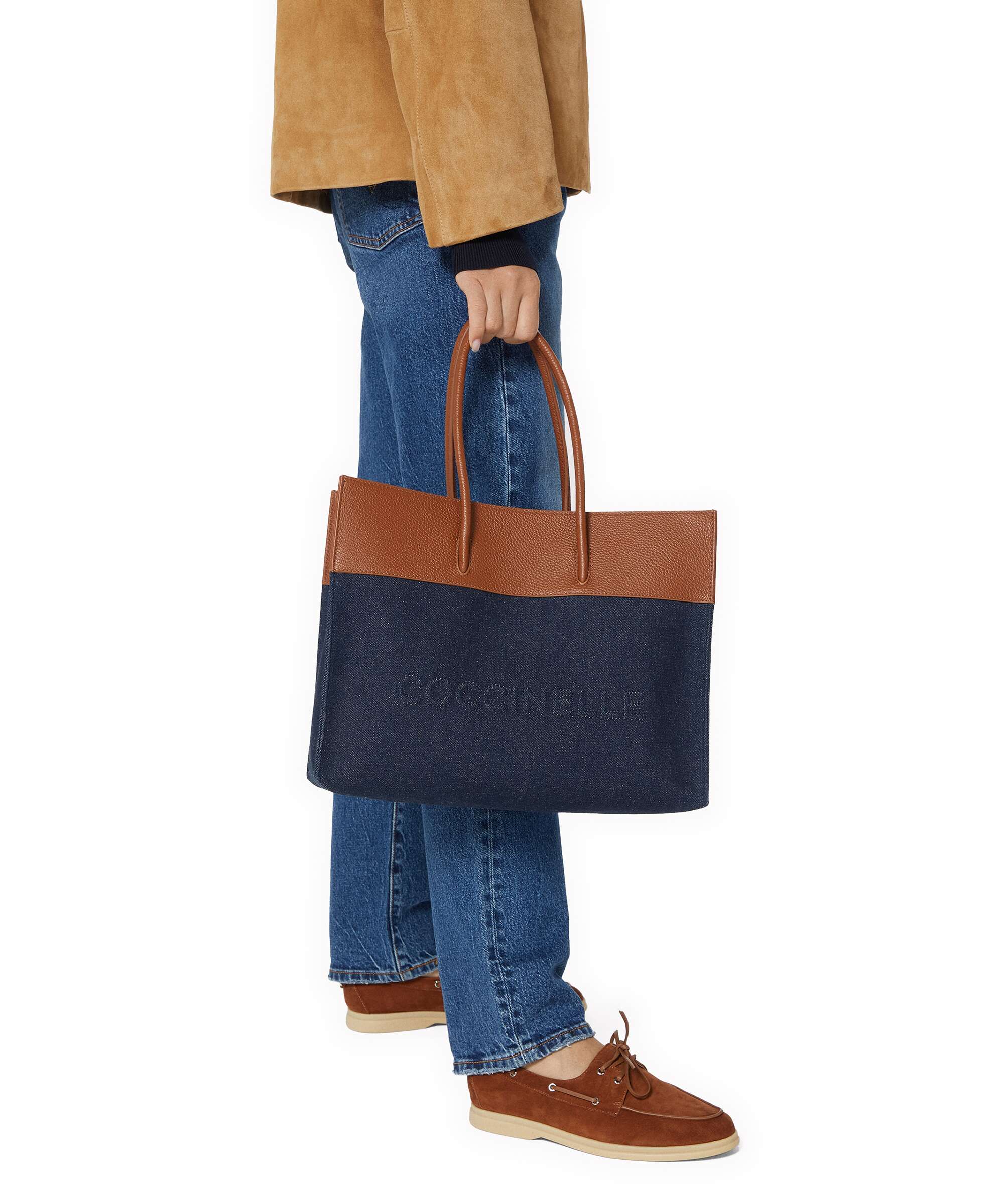 Coccinelle Myrtha Denim Tote bag blue/cognac - Image 3
