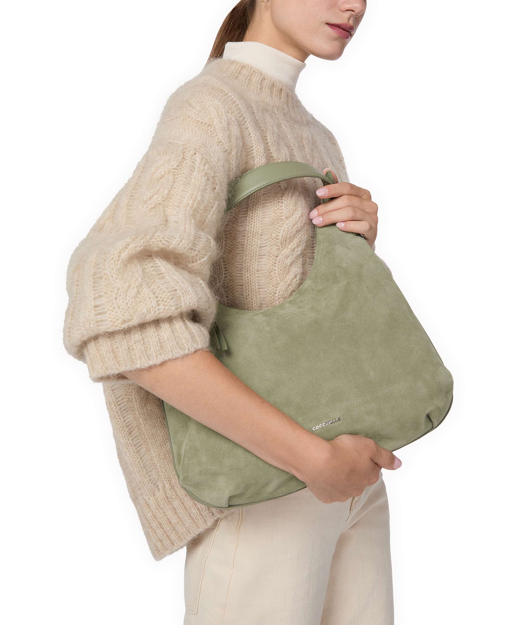Coccinelle Rebekka Suede Hobo bag greenery - Image 3