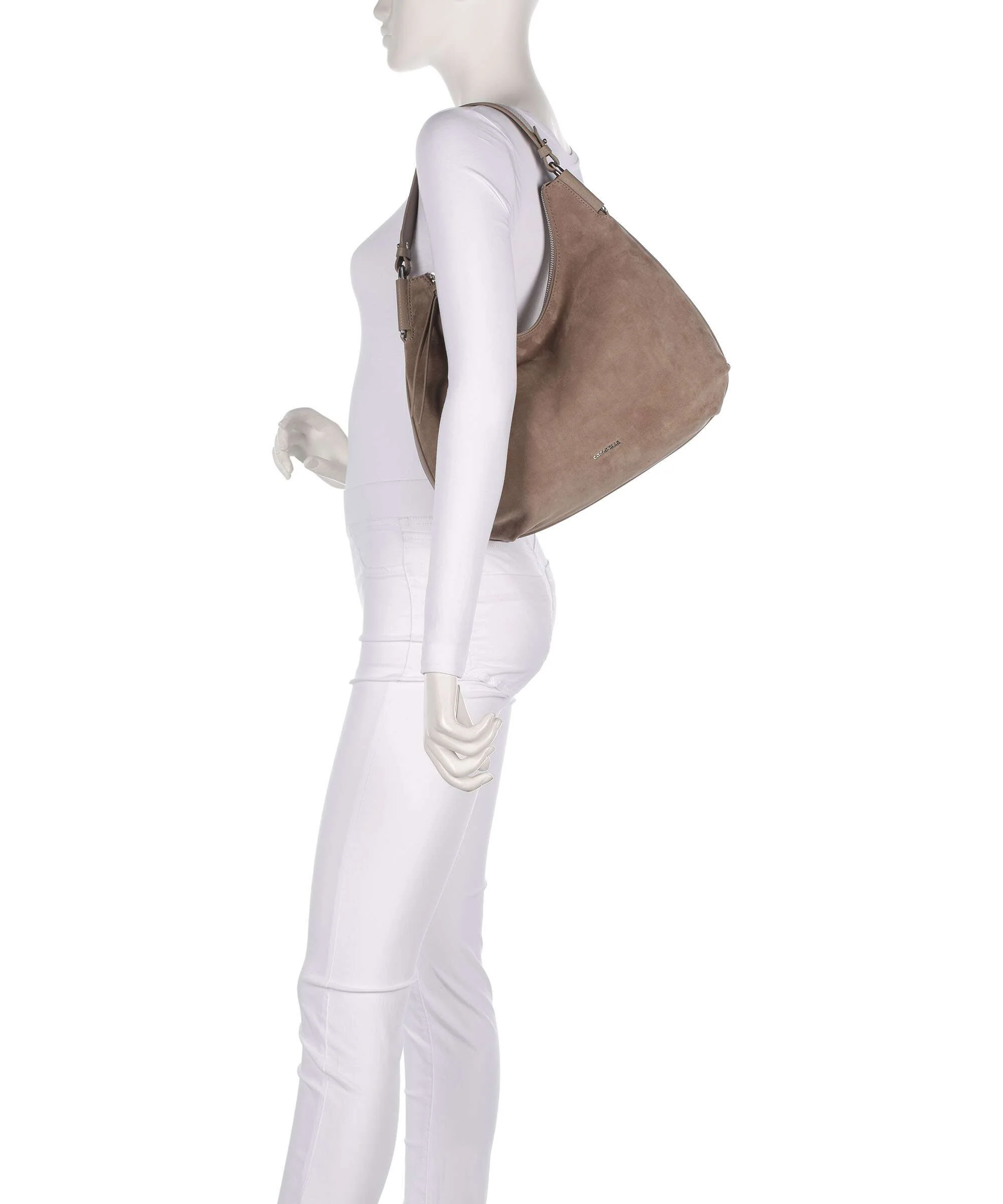 Coccinelle Rebekka Suede Hobo bag warm taupe - Image 3