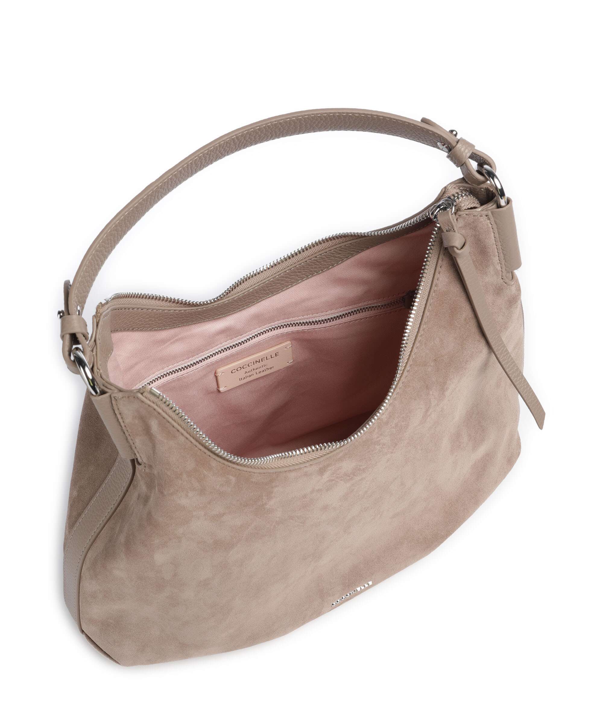 Coccinelle Rebekka Suede Hobo bag warm taupe - Image 6