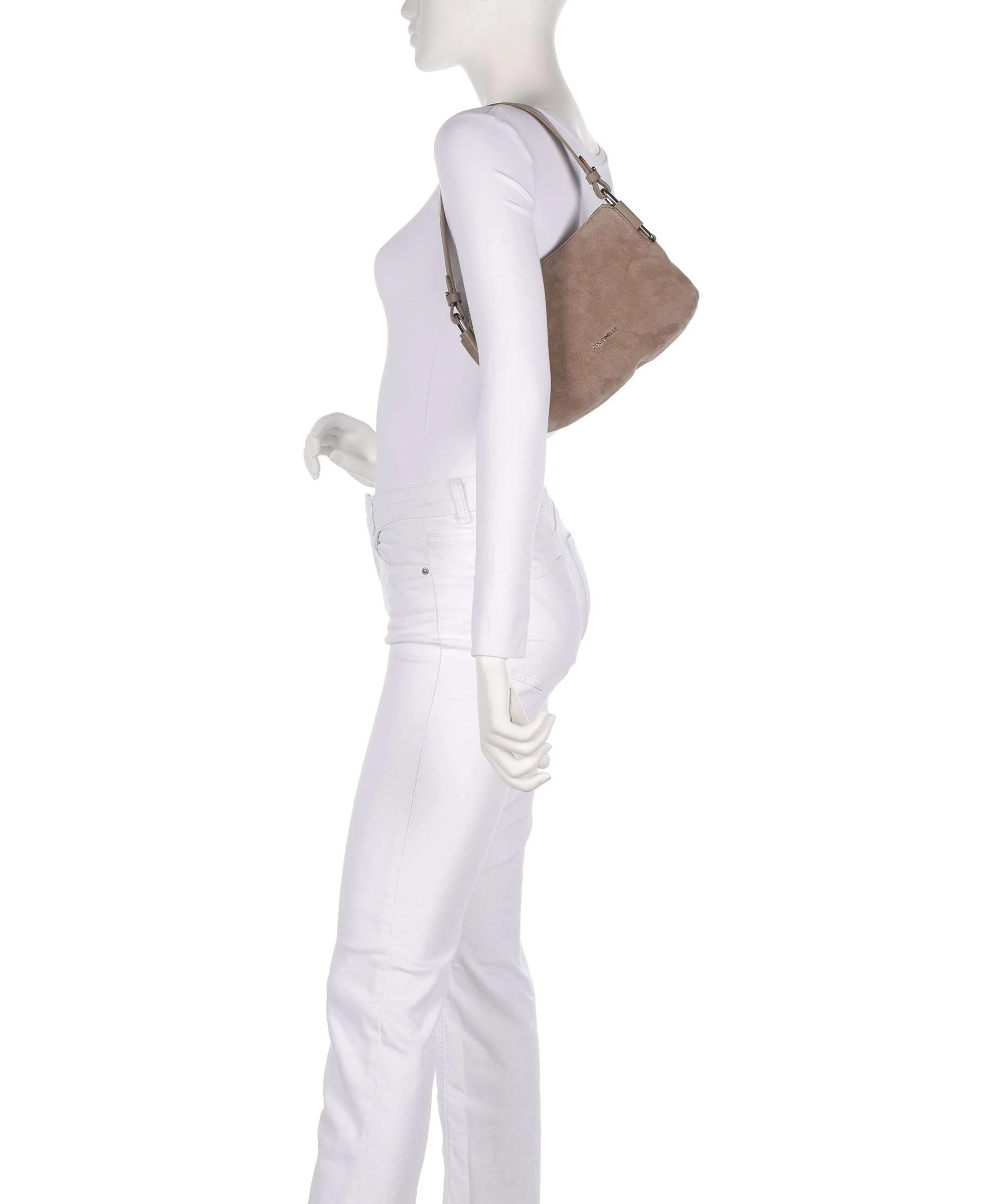 Coccinelle Rebekka Suede Shoulder bag warm taupe - Image 3