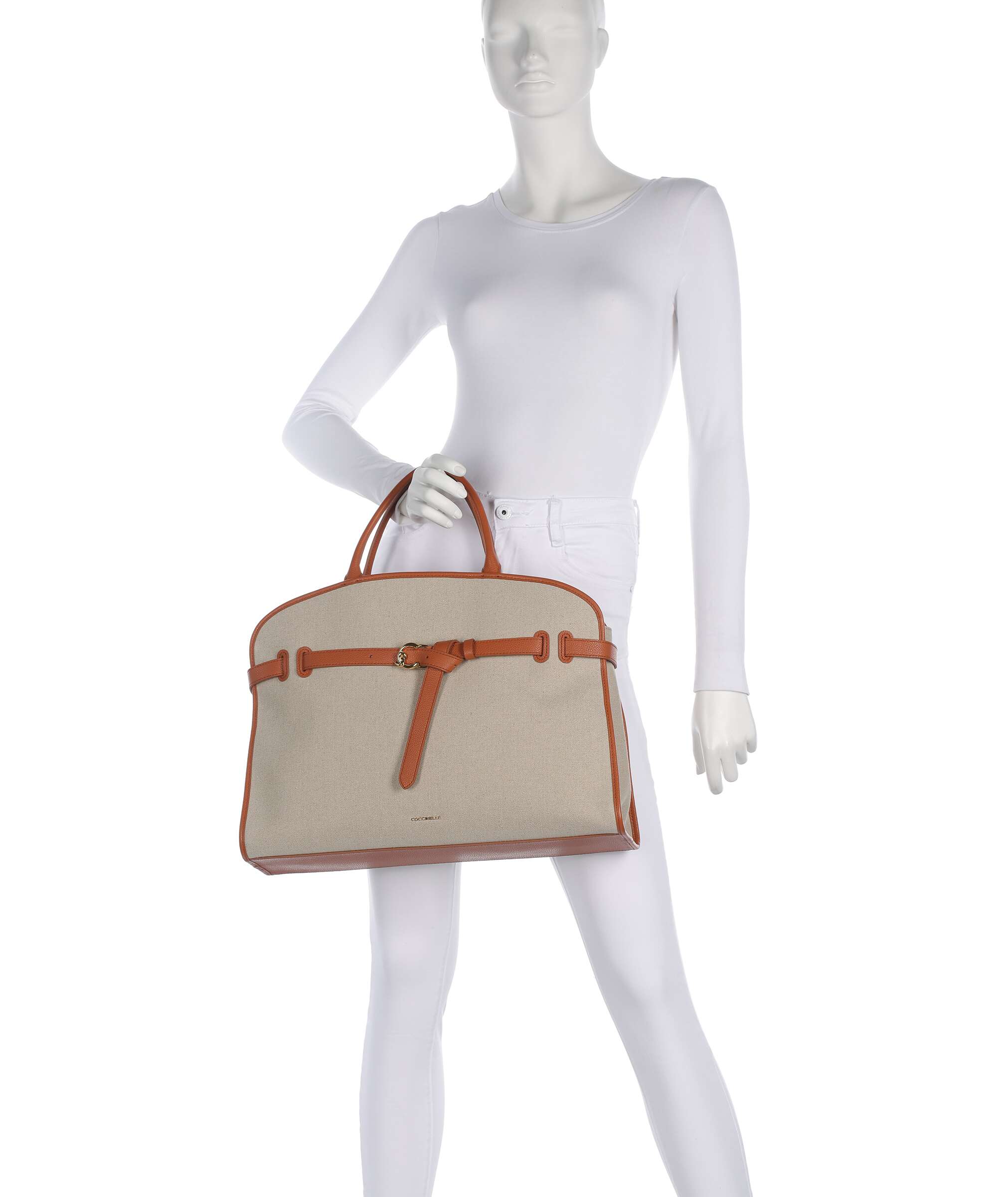 Coccinelle Sabine Canvas Handbag natural/crab - Image 3