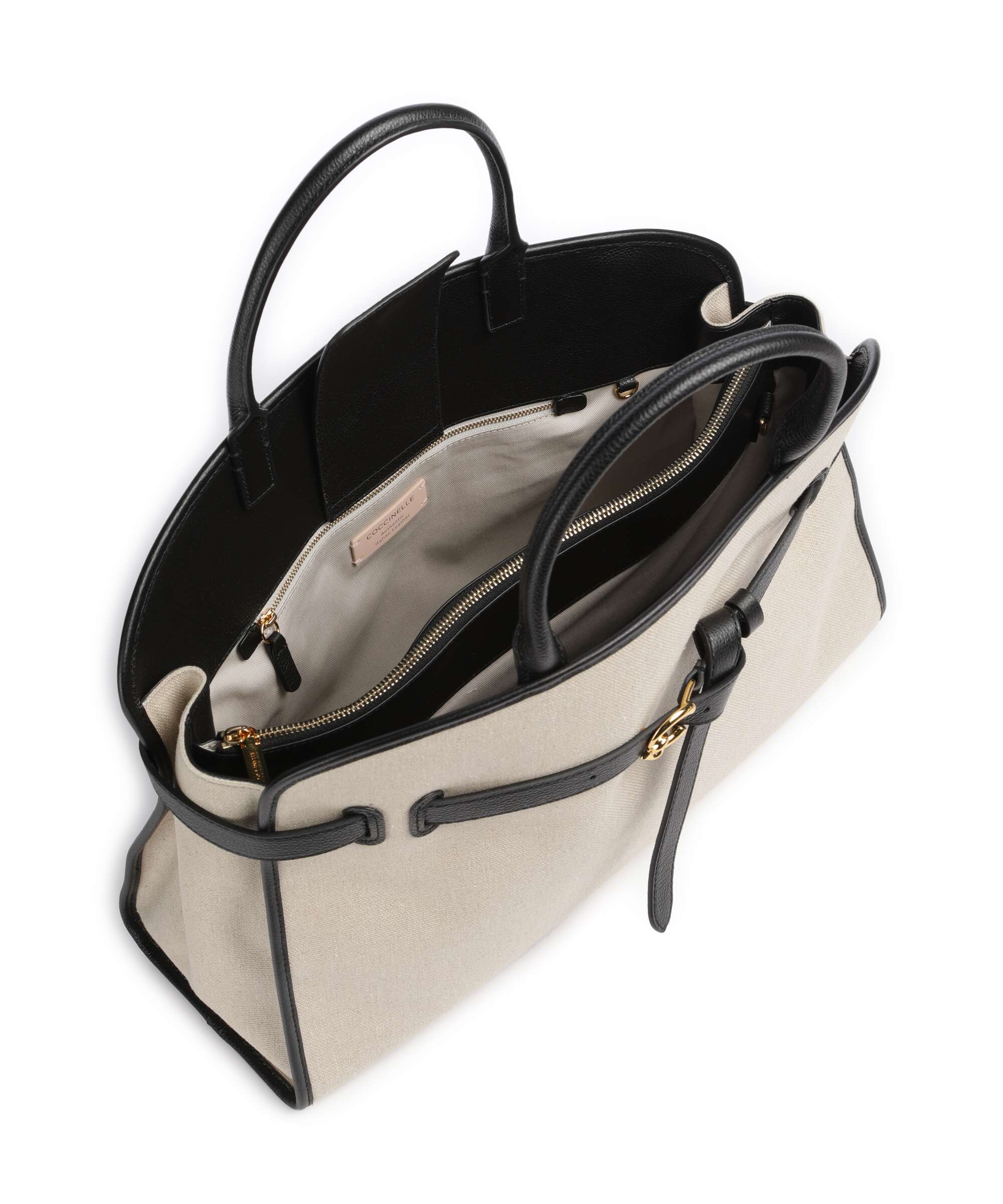 Coccinelle Sabine Canvas Handbag natural/noir - Image 5