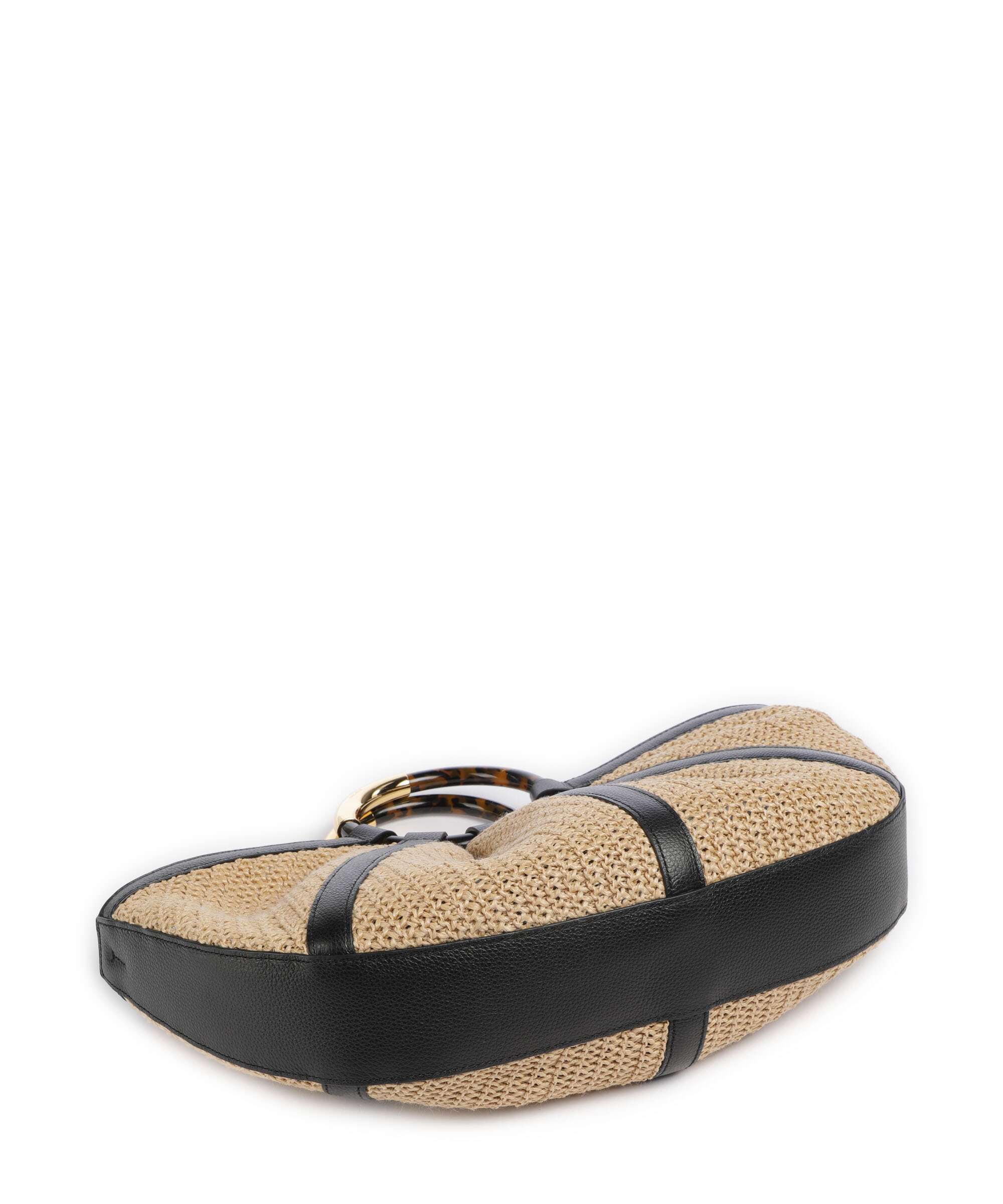 Coccinelle Shell Straw Handbag natural/noir - Image 5