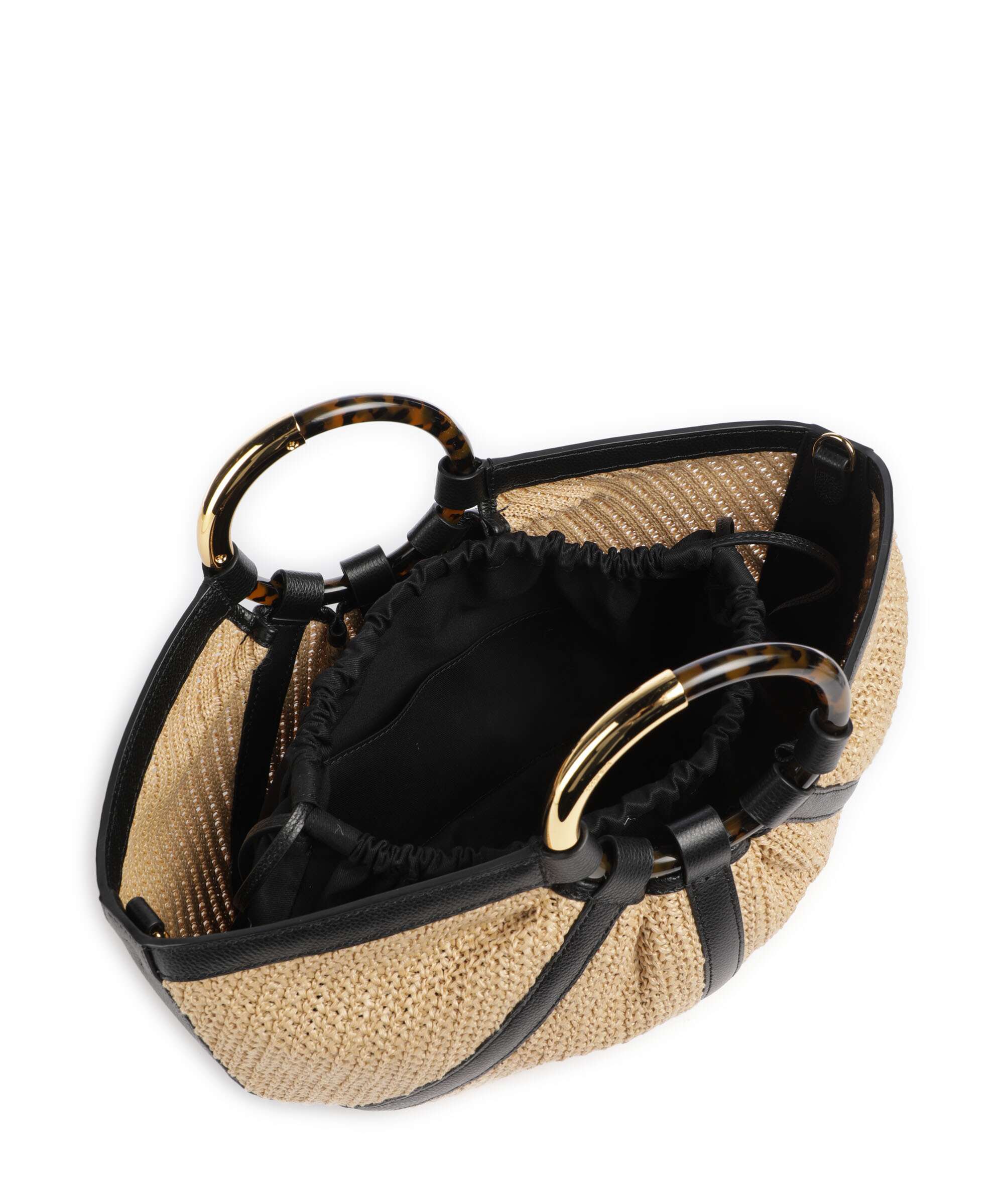 Coccinelle Shell Straw Handbag natural/noir - Image 7