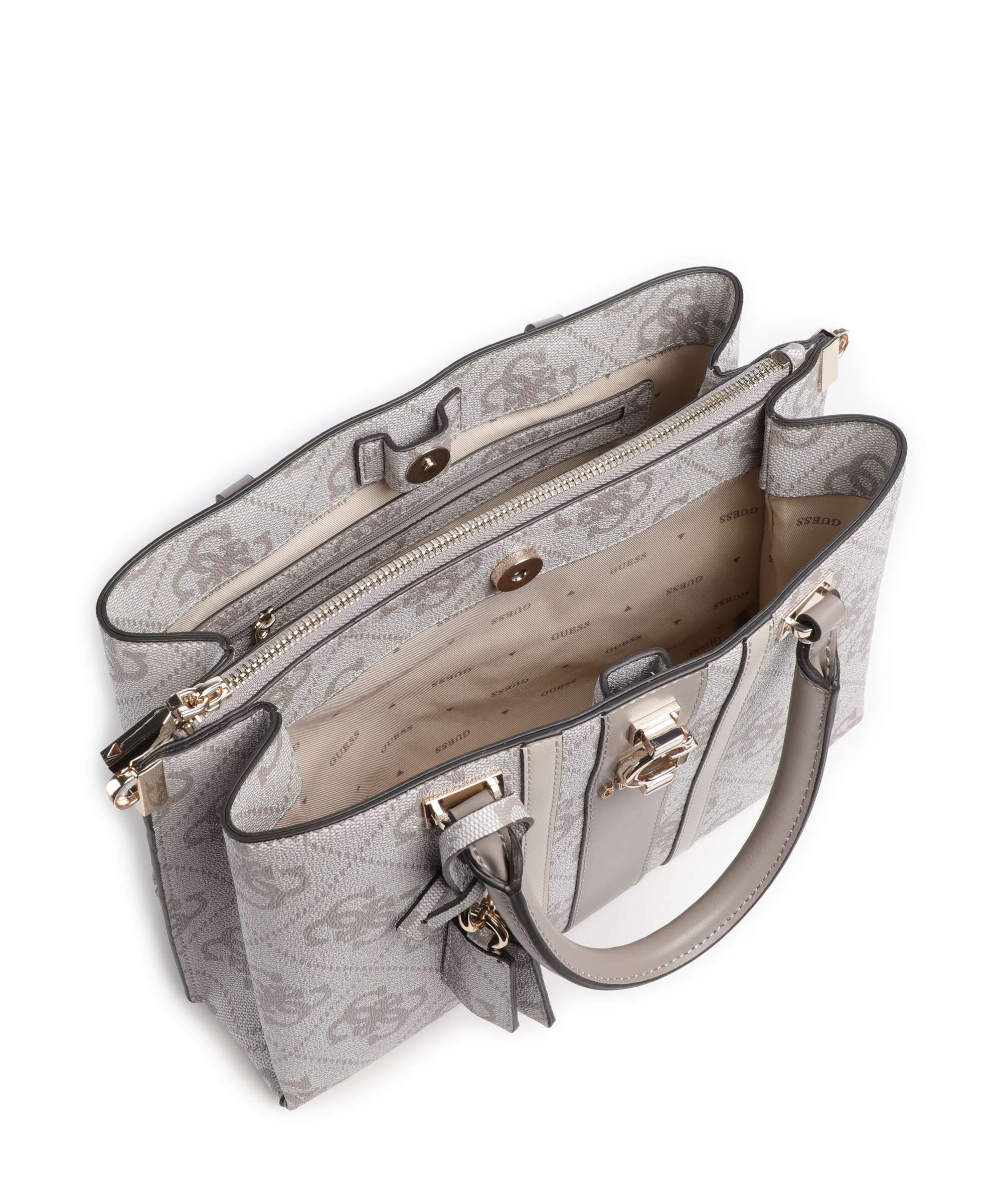 Guess Erenia Handbag dark taupe logo - Image 6