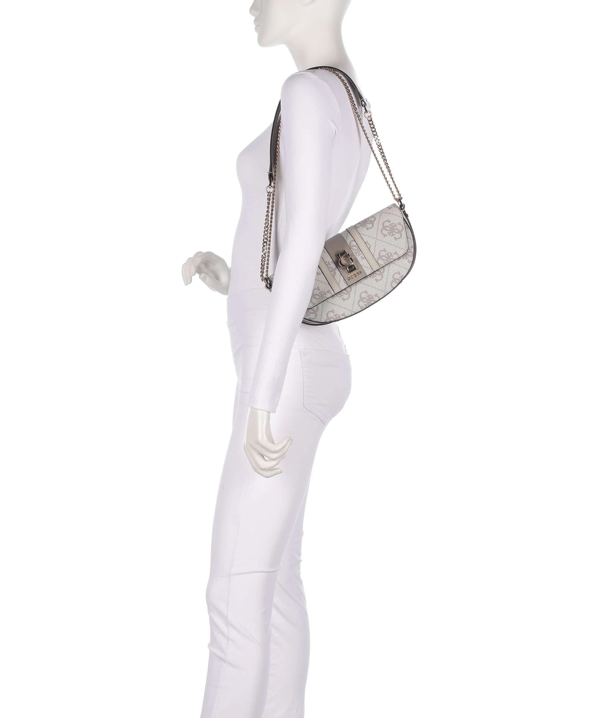 Guess Erenia Shoulder bag dark taupe logo - Image 4