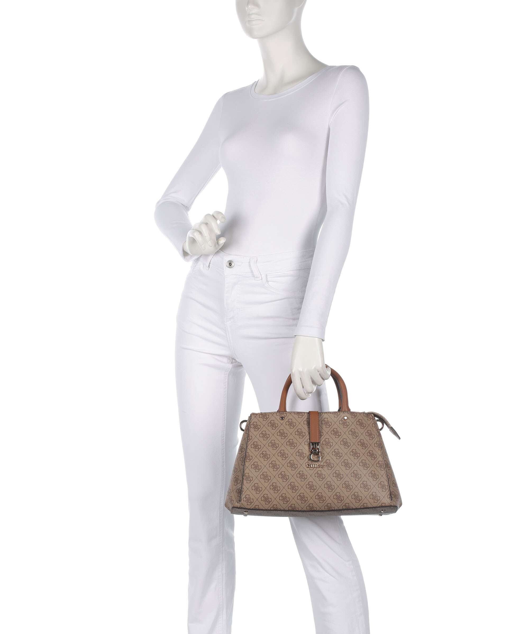 Guess Zamira Handbag latte logo - Image 3